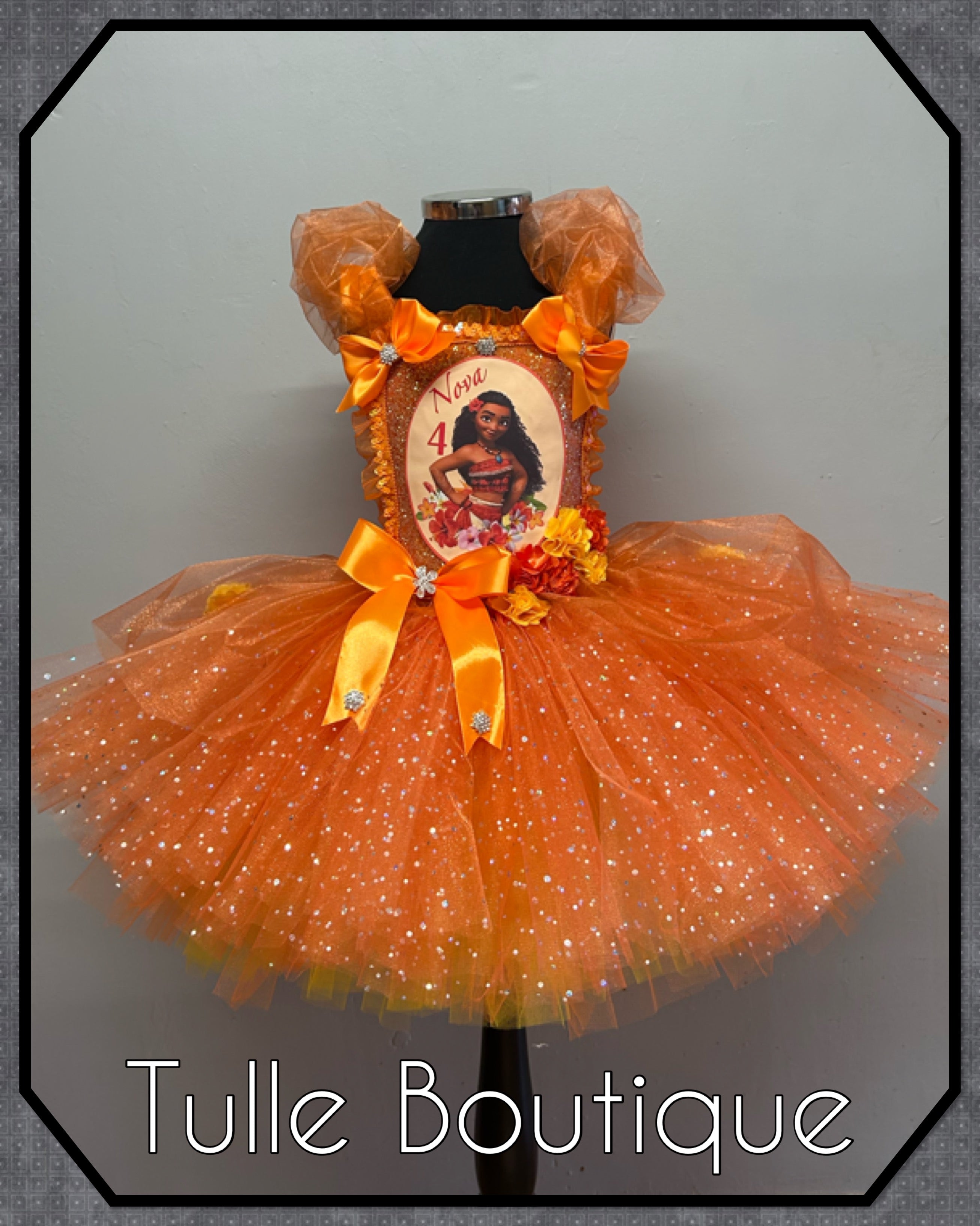 Girls toddlers Moana tutu birthday party dress,ballgown, fancy dress costume