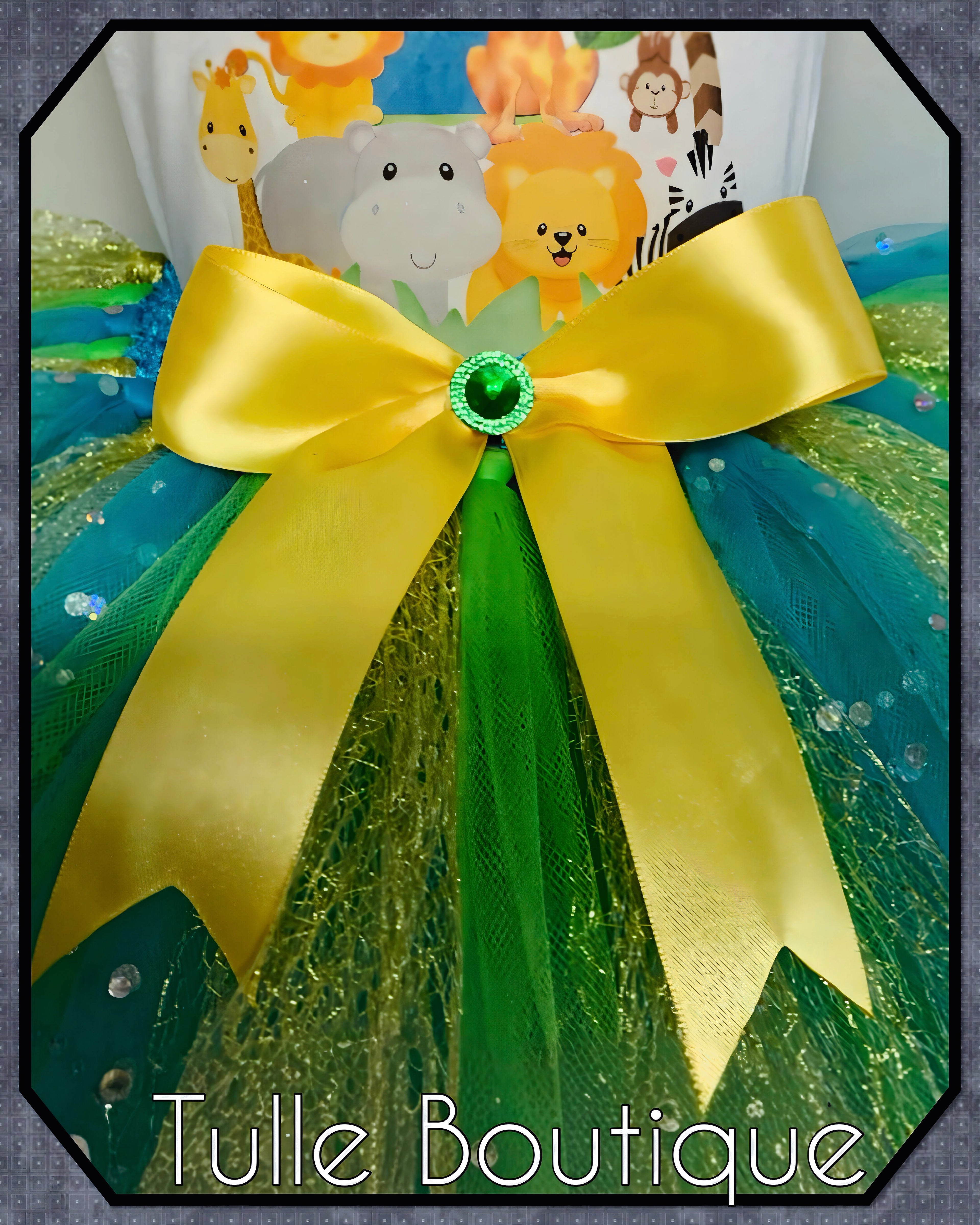 Girls toddlers Jungle themed animal birthday tutu outfit fancy dress costume