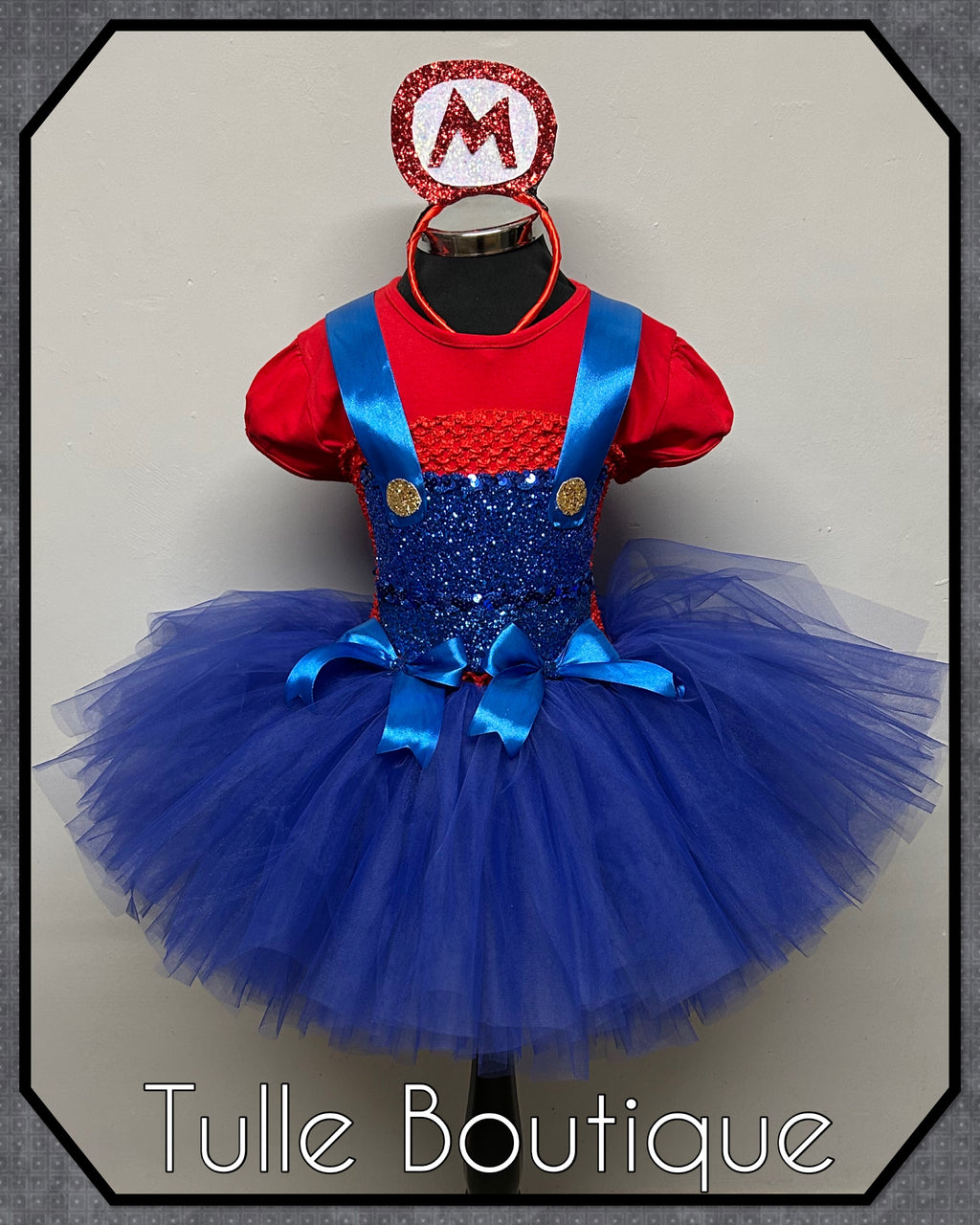 Girls toddlers Super Mario tutu dress, book day fancy dress costume