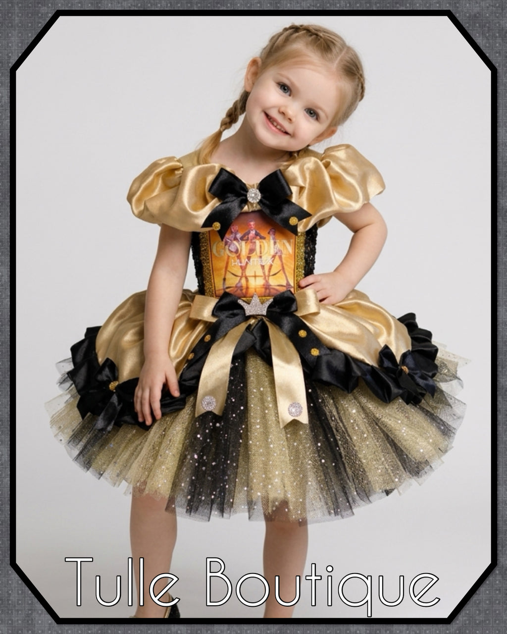 Girls toddlers Kpop Demon Hunters Golden Rumi Mira Zoe tutu dress, birthday ballgown, fancy dress costume