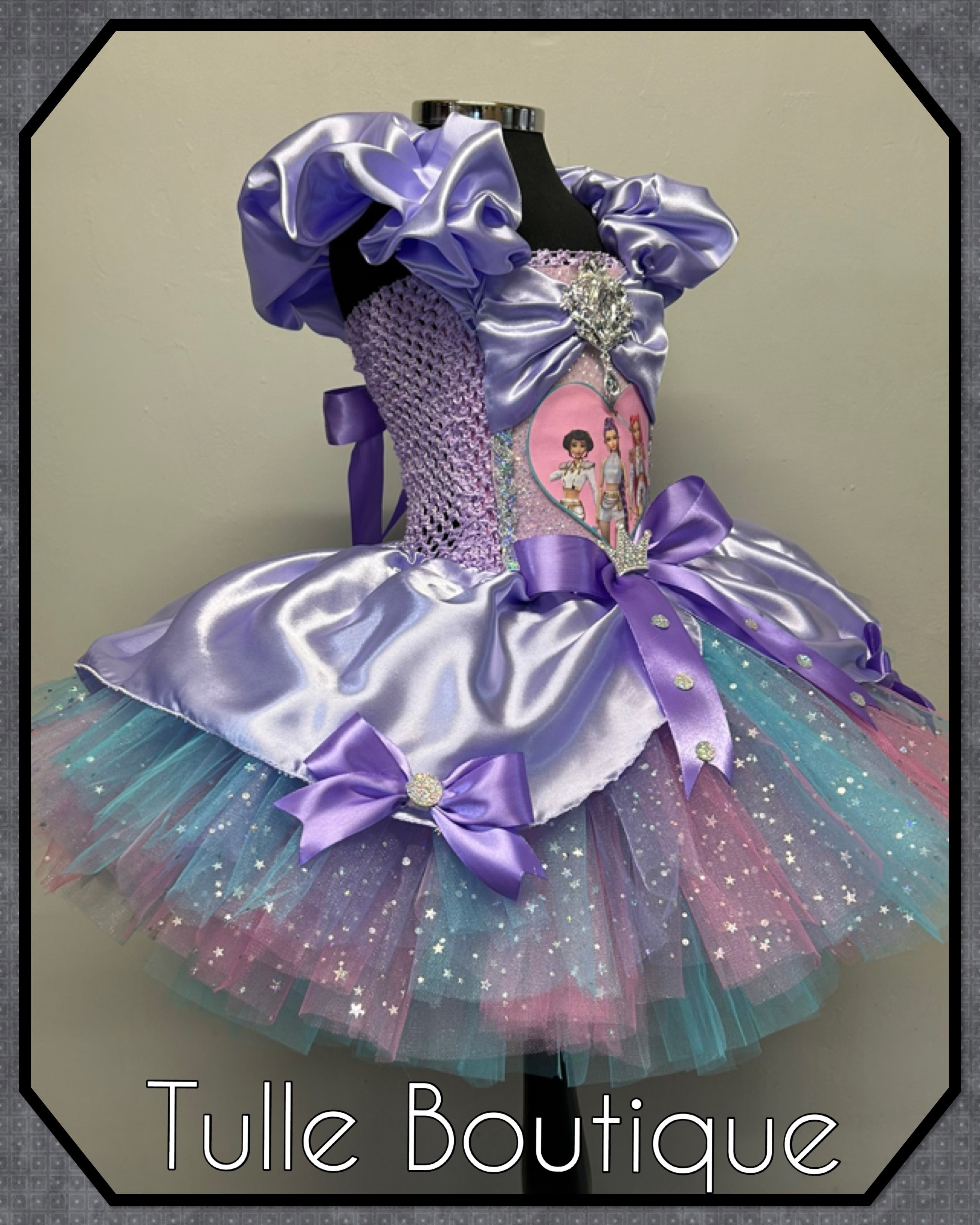 Girls toddlers Kpop Demon Hunters Rumi Mira Zoe tutu dress, birthday ballgown, fancy dress costume