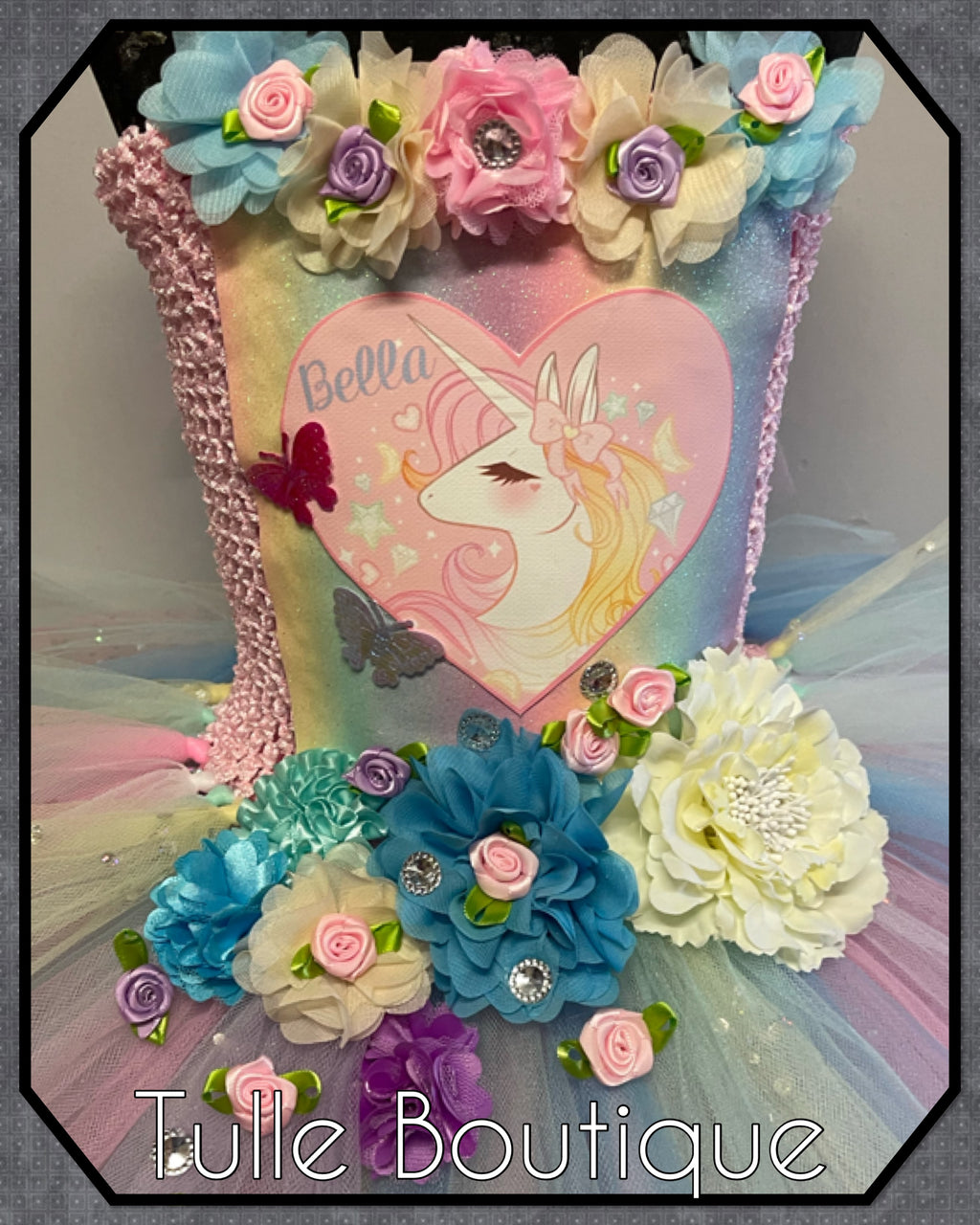 Girls toddlers Floral pastel unicorn tutu dress,ballgown, fancy dress costume