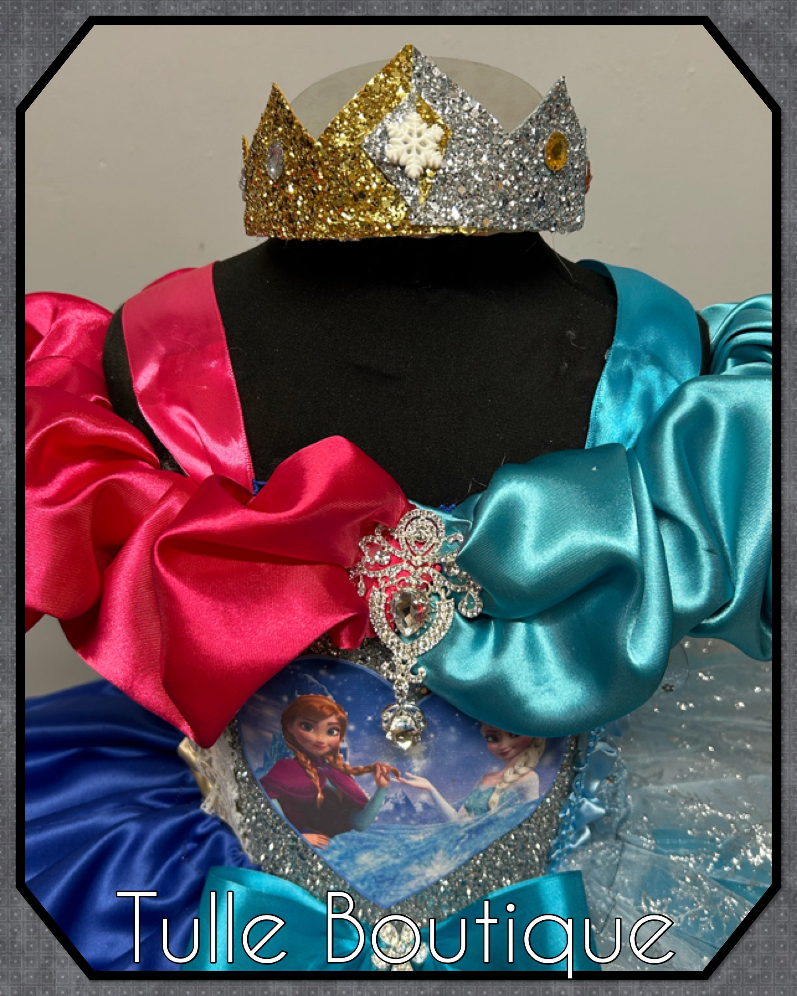 Girls toddlers Frozen Elsa and Anna  tutu dress, half and half ballgown, fancy dress costume