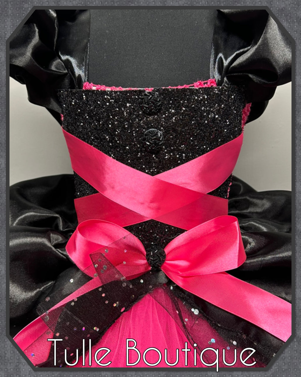 Girls toddlers hotpink and black witch tutu birthday party dress,ballgown, fancy dress costume