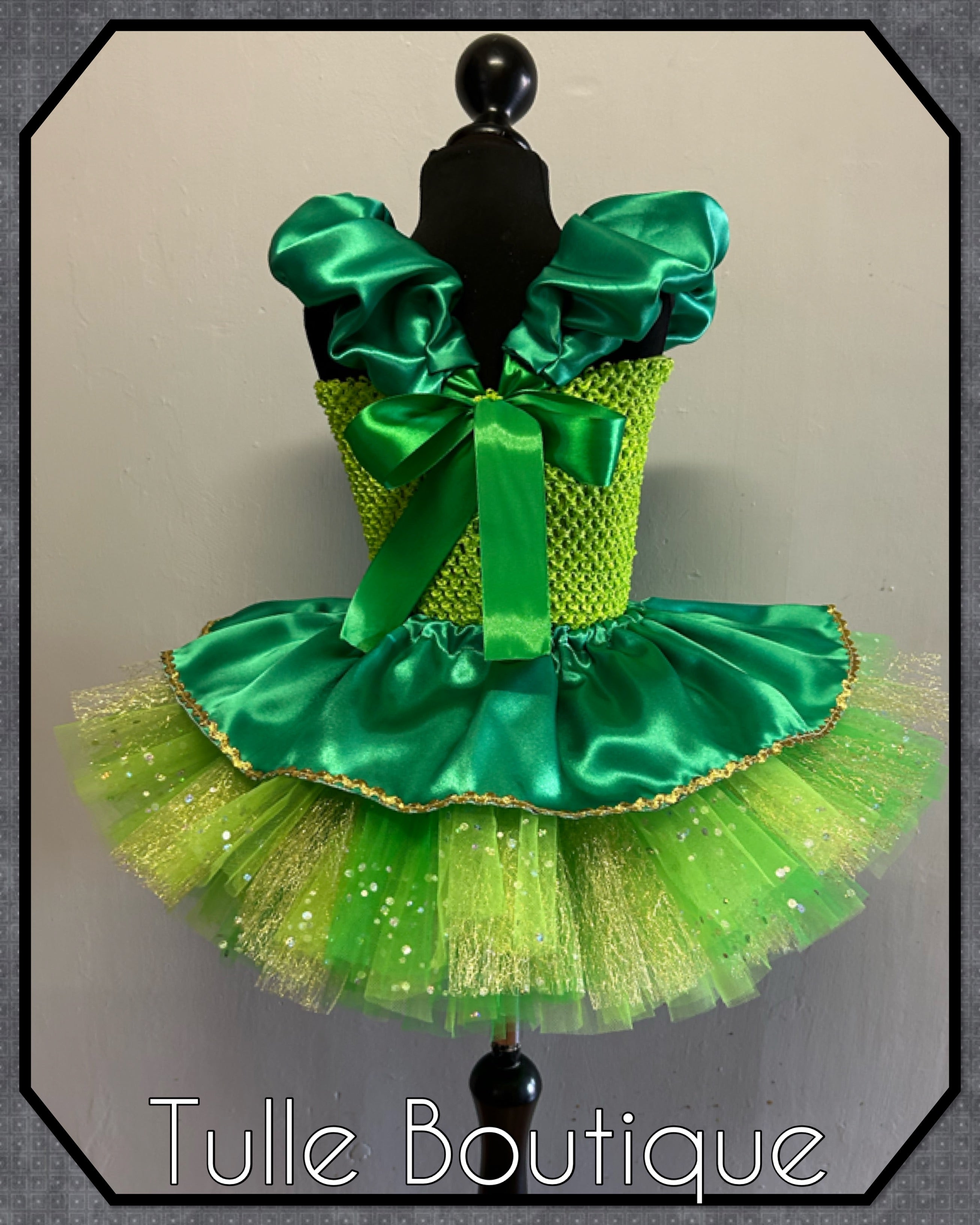 Girls toddlers Shrek, Princess Fiona green satin tutu dress, frozen ballgown, fancy dress costume