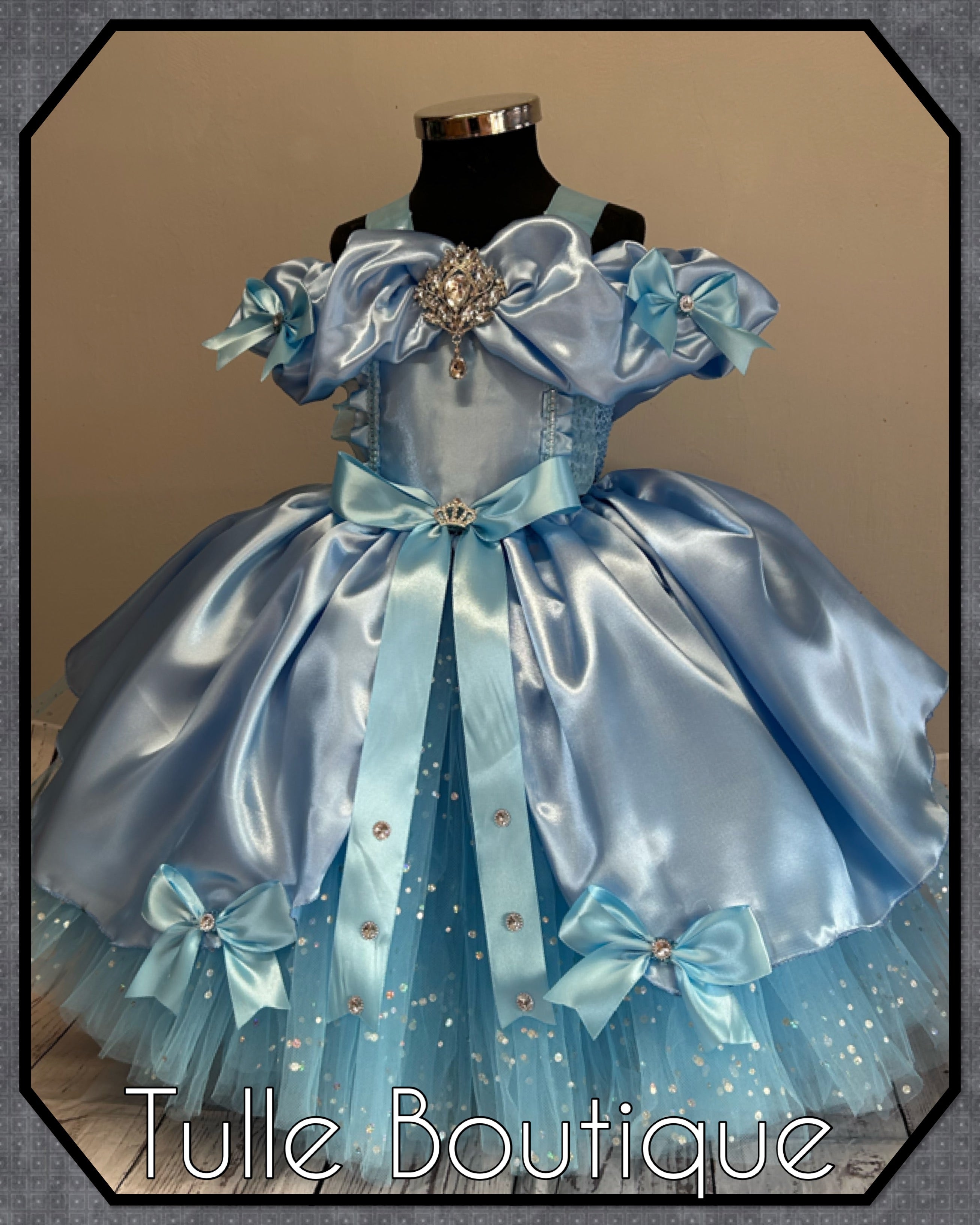 Girls toddlers Princess Cinderella baby blue tutu dress, ballgown, fancy dress costume full length