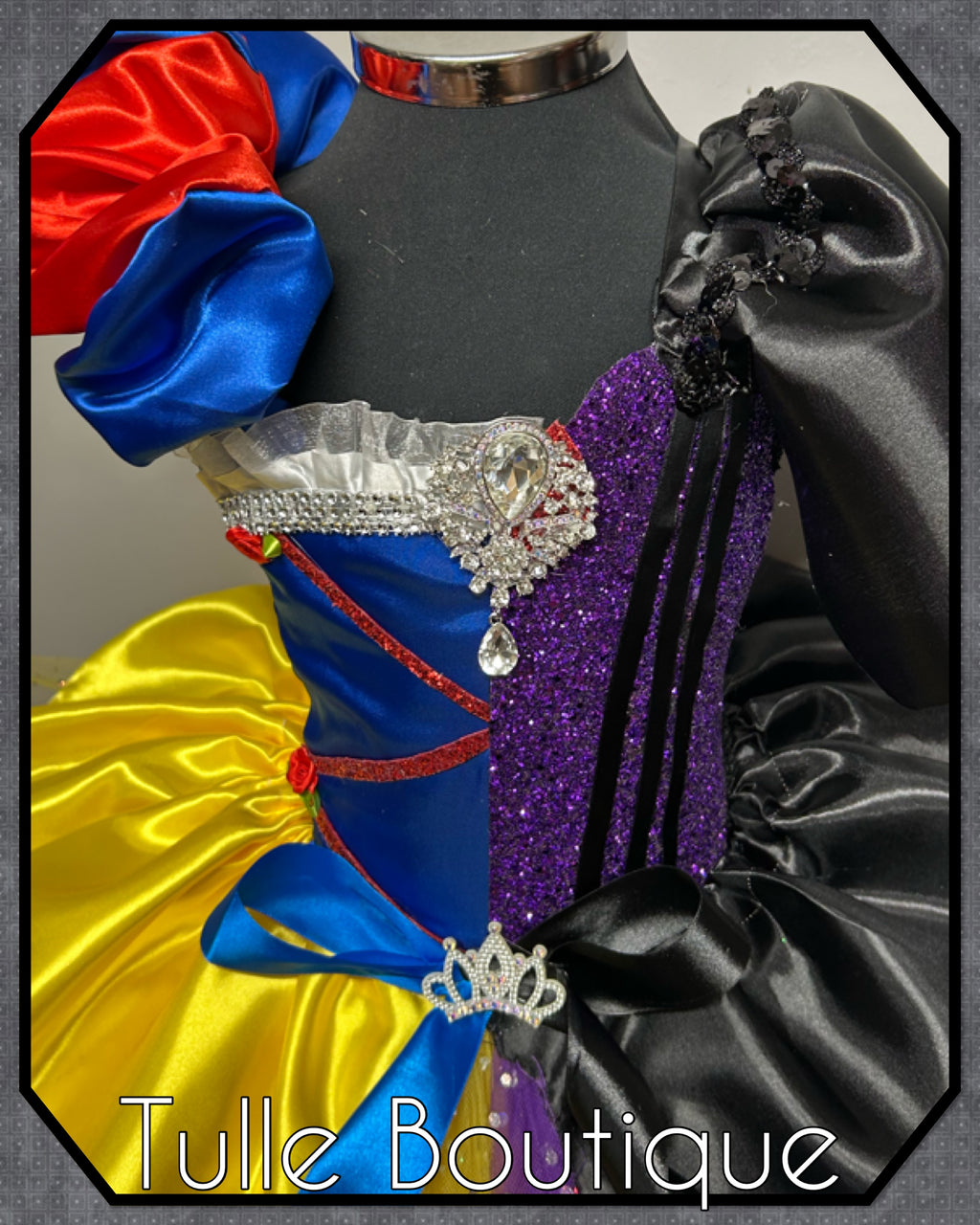 Girls toddlers Snow White with Evil Queen tutu dress, half and half ballgown, fancy dress costume
