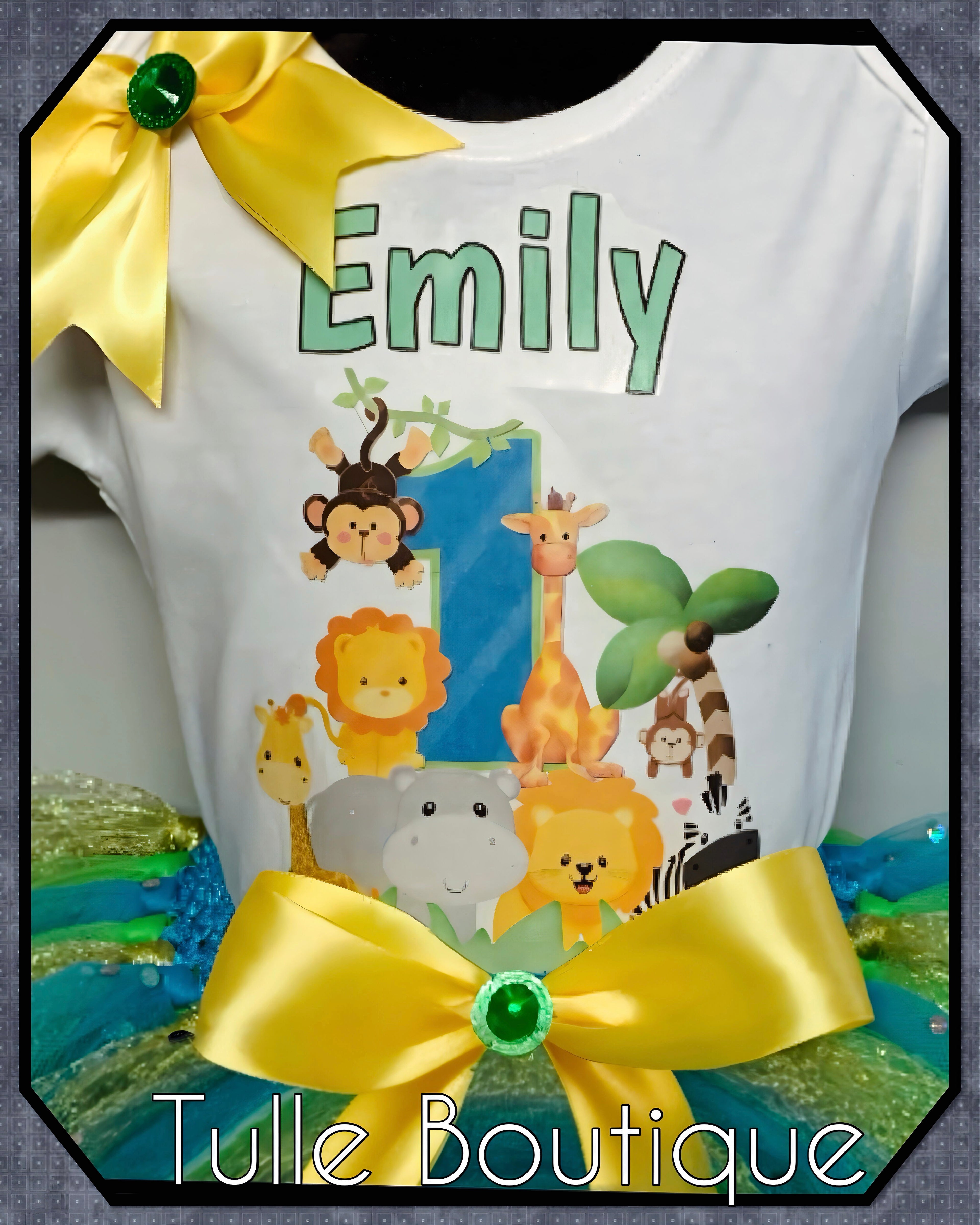 Girls toddlers Jungle themed animal birthday tutu outfit fancy dress costume