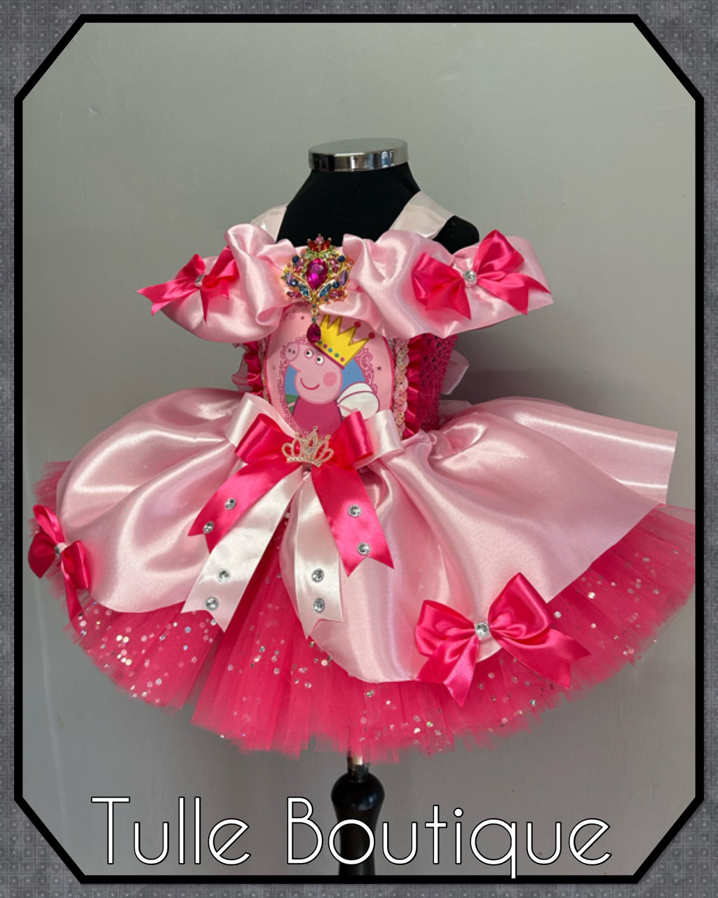 Girls toddlers Princess peppa pig pink tutu dress, birthday ballgown, fancy dress costume