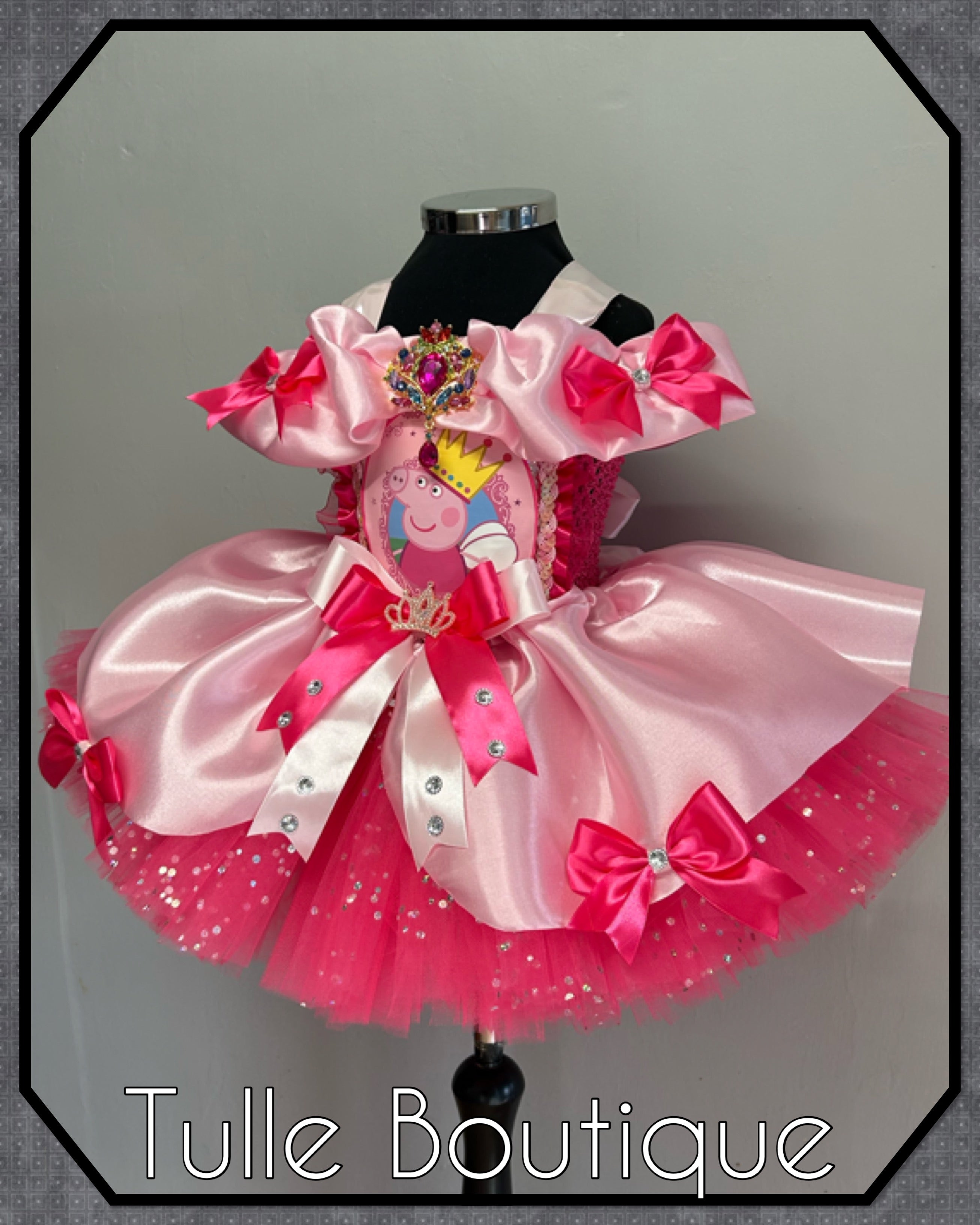 Girls toddlers Princess peppa pig pink tutu dress, birthday ballgown, fancy dress costume