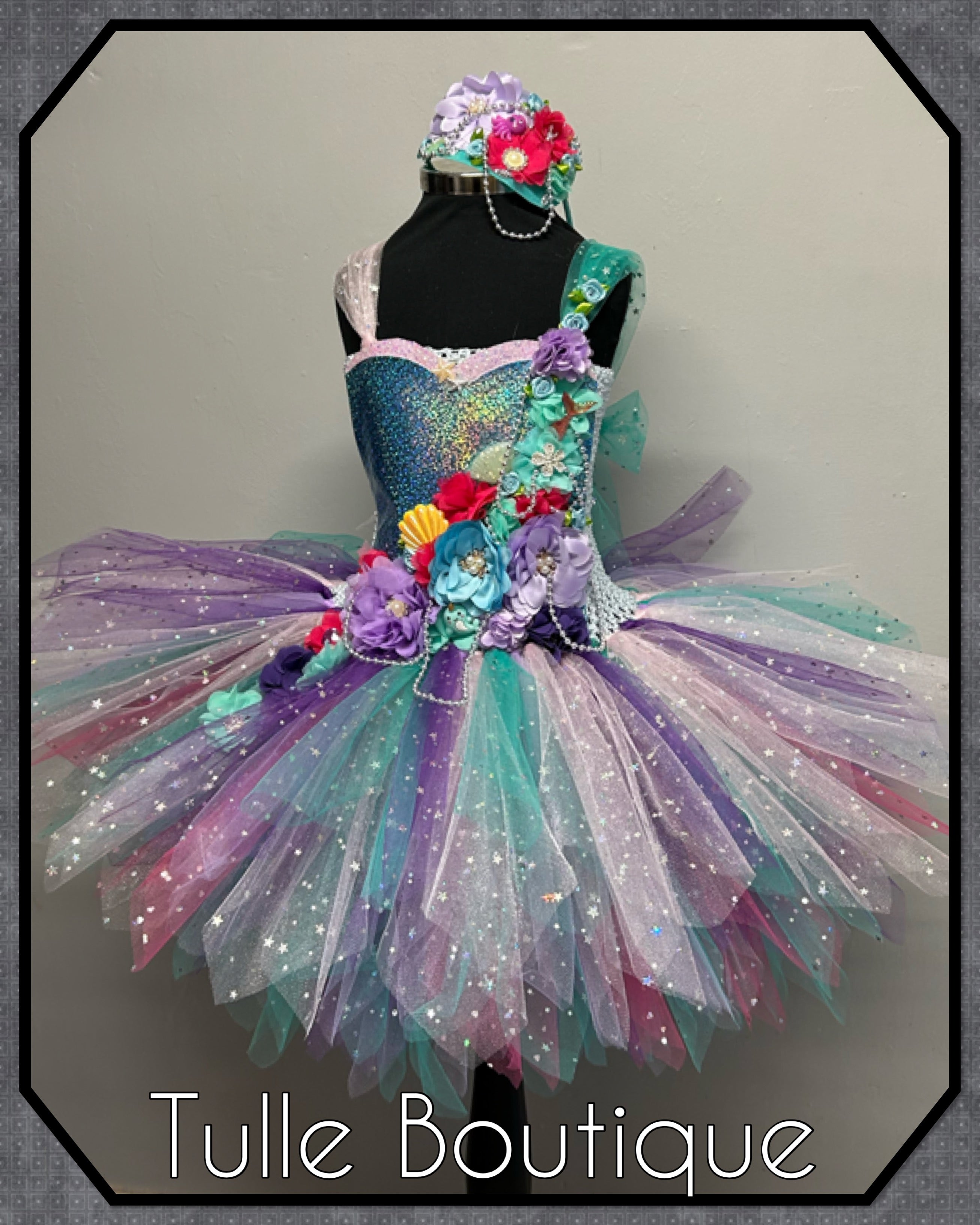 Girls toddlers Floral Mermaid tutu dress,ballgown, fancy dress costume
