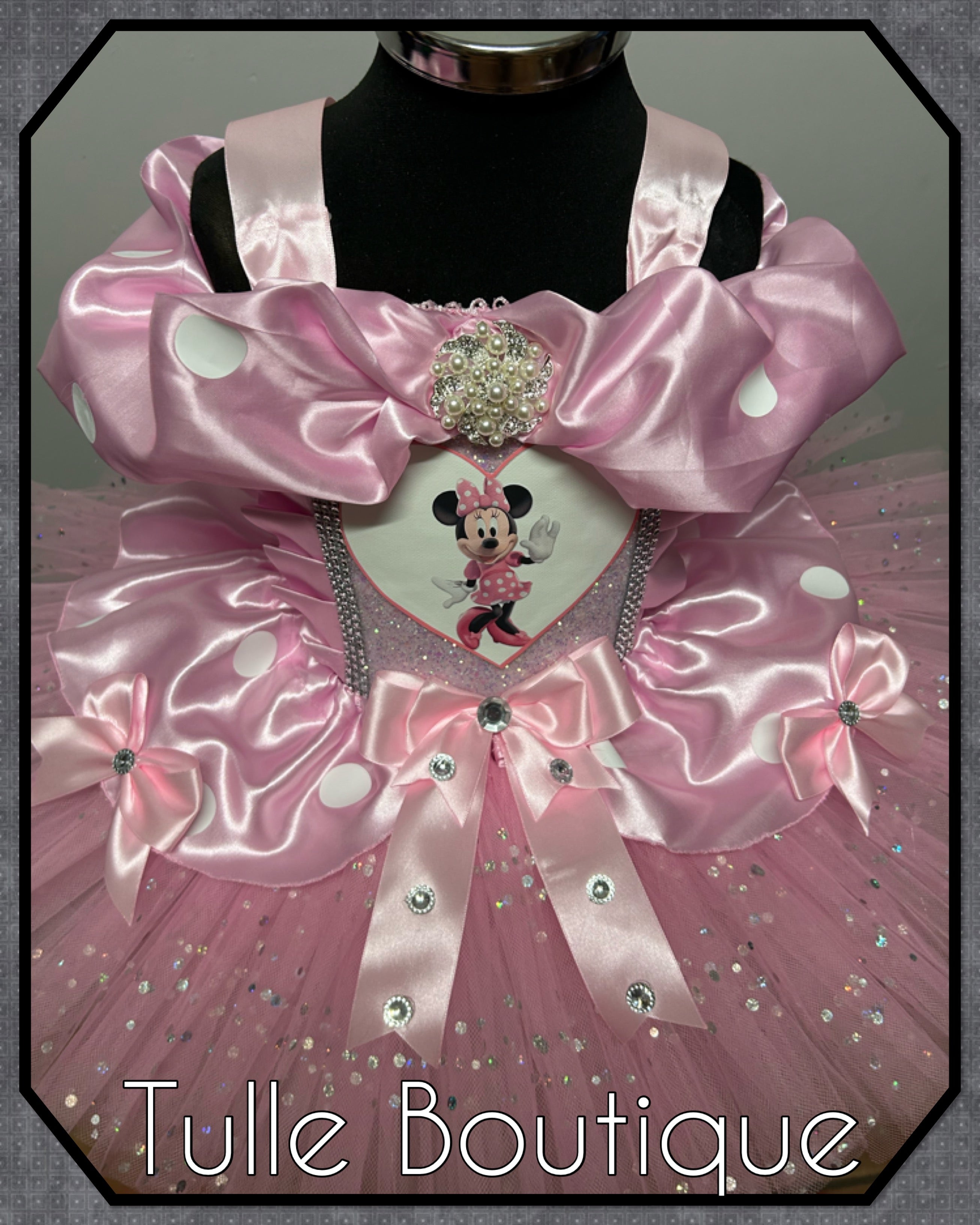 Girls toddlers Minnie Mouse baby pink tutu birthday party dress,ballgown, fancy dress costume