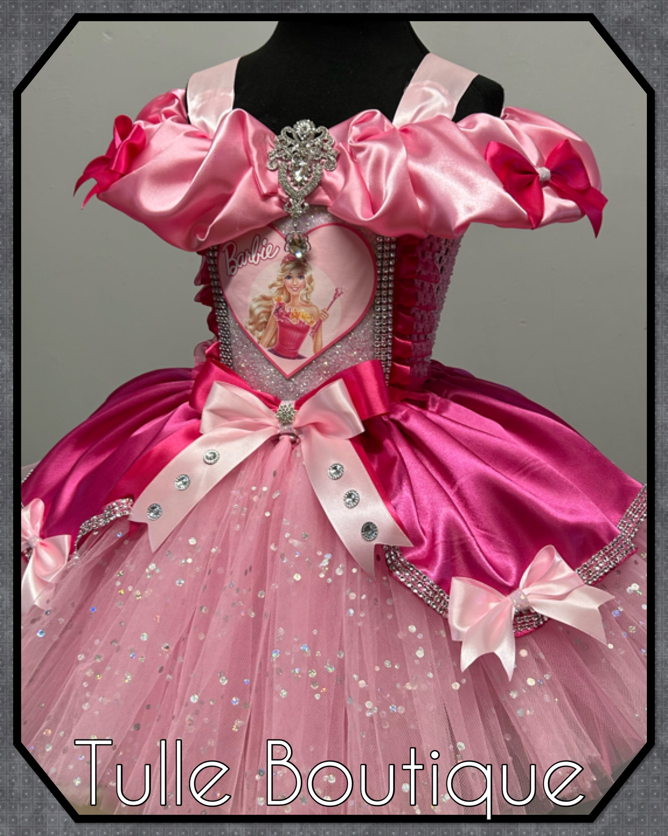 Girls toddlers Barbie Mix Pink Princess tutu dress, birthday ballgown, fancy dress costume