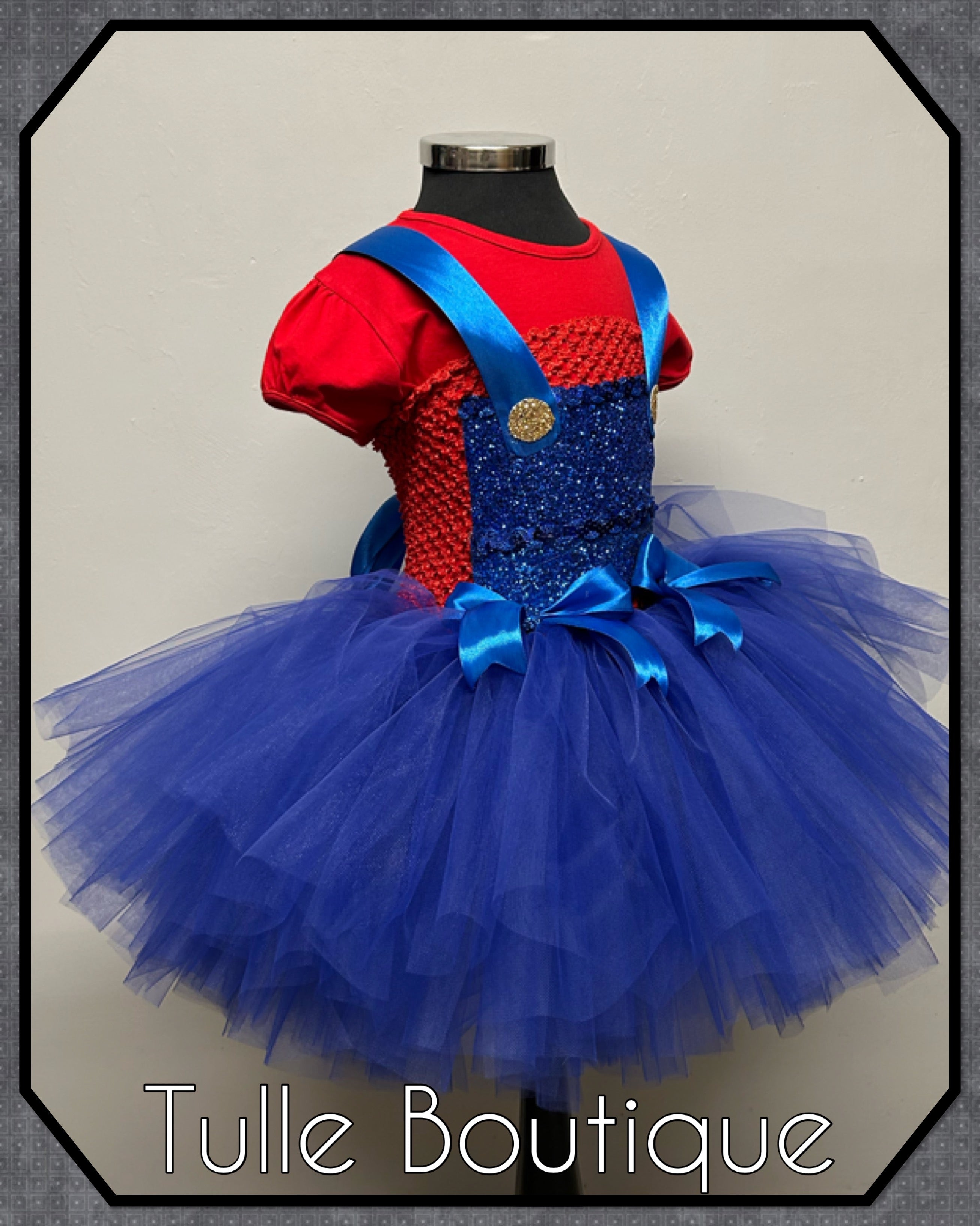 Girls toddlers Super Mario tutu dress, book day fancy dress costume