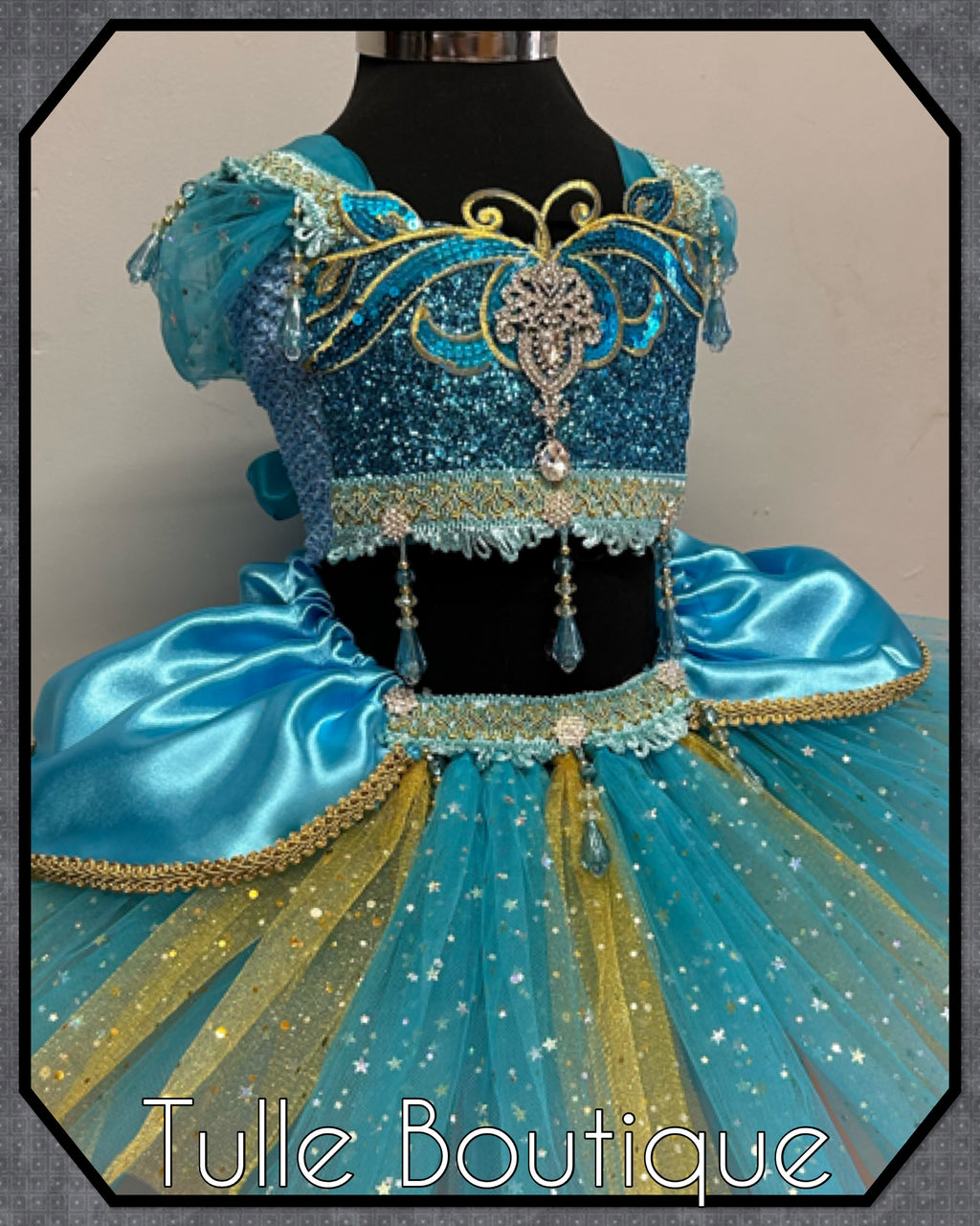 Girls toddlers Princess Jasmine satin tutu dress, Aladdin ballgown, fancy dress costume