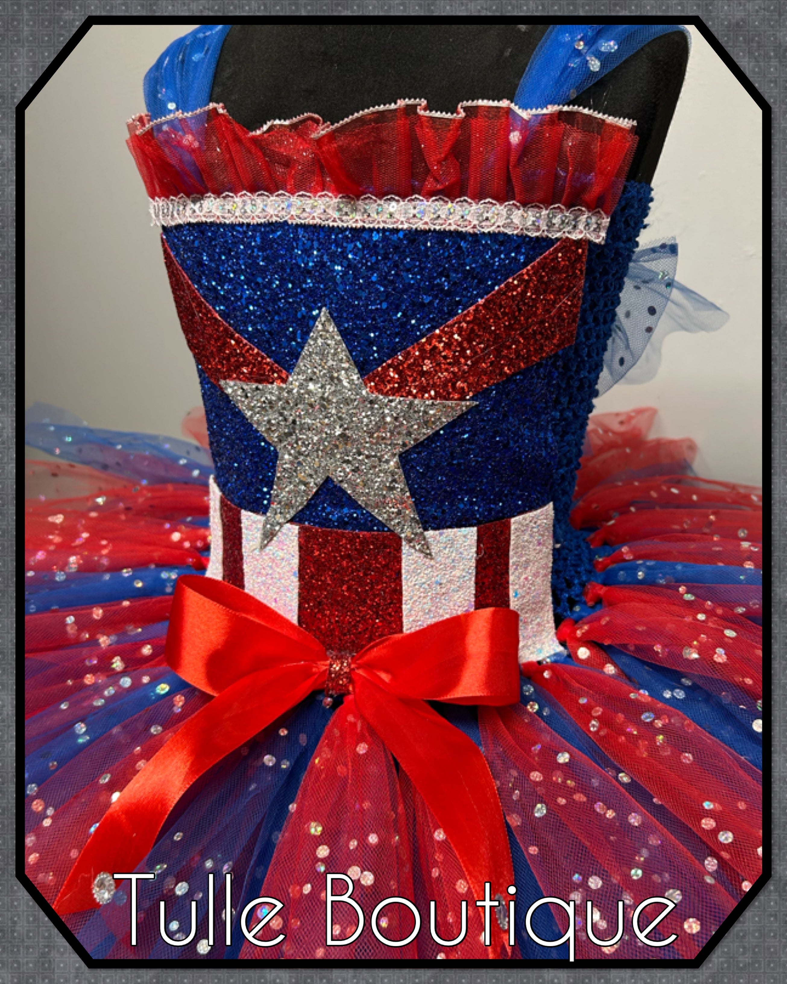 Girls toddlers Superhero Captain America tutu dress, ballgown, fancy dress costume