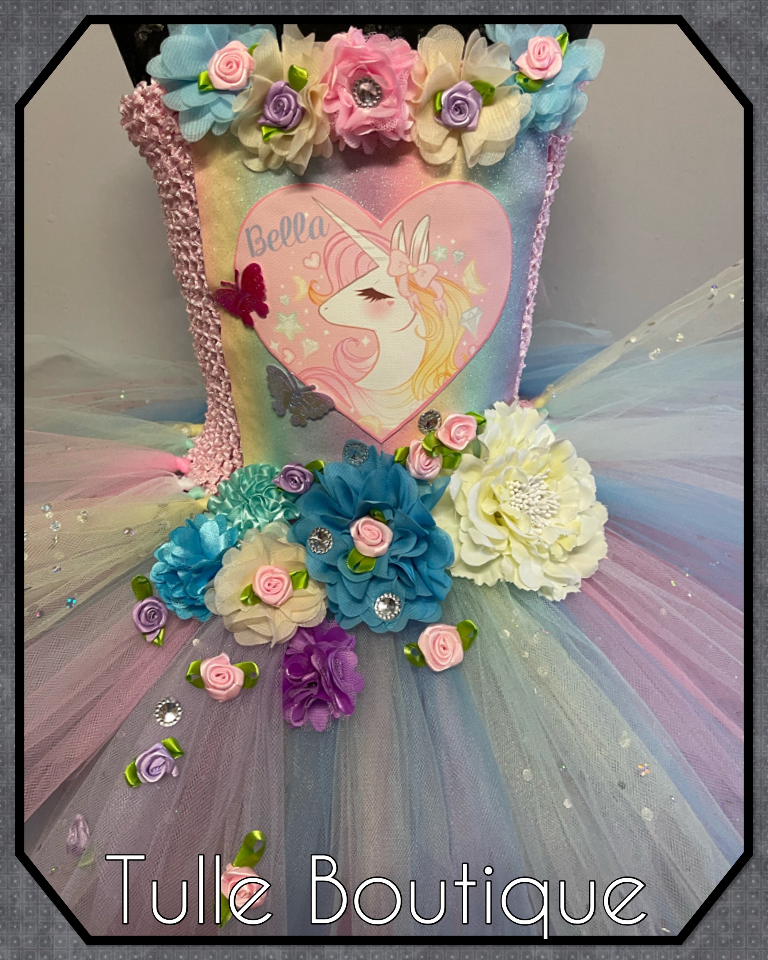 Girls toddlers Floral pastel unicorn tutu dress,ballgown, fancy dress costume