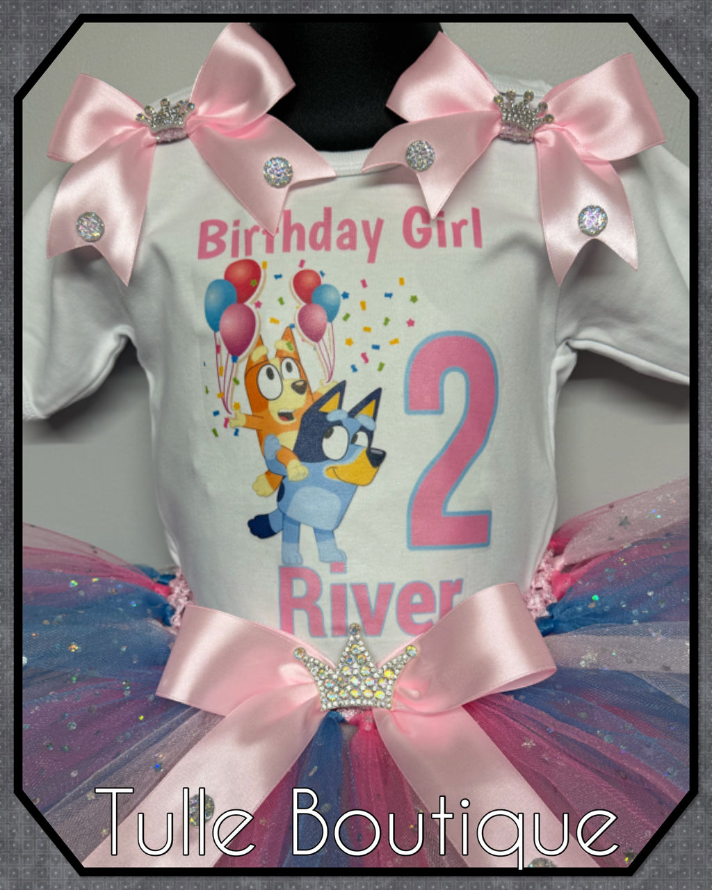 Girls toddlers Bluey birthday tutu outfit fancy dress costume