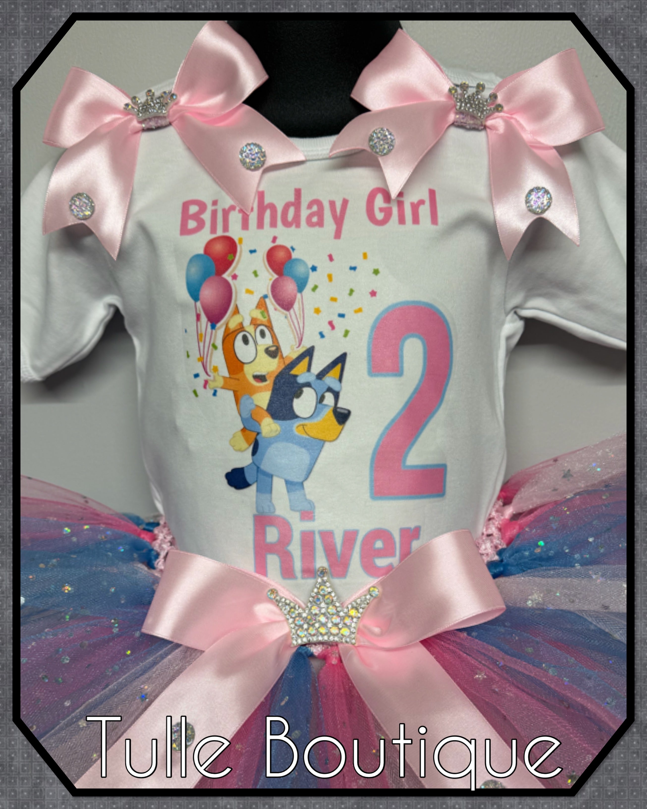 Girls toddlers Bluey birthday tutu outfit fancy dress costume