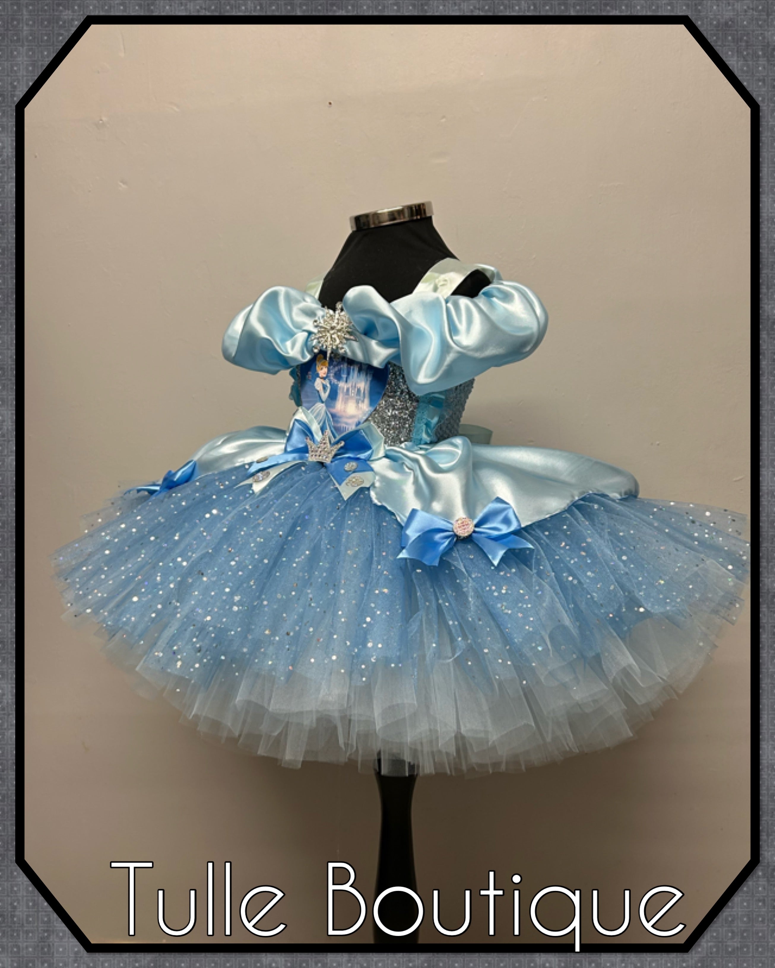 Girls toddlers Disney Princess Cinderella blue tutu dress, birthday ballgown, fancy dress costume