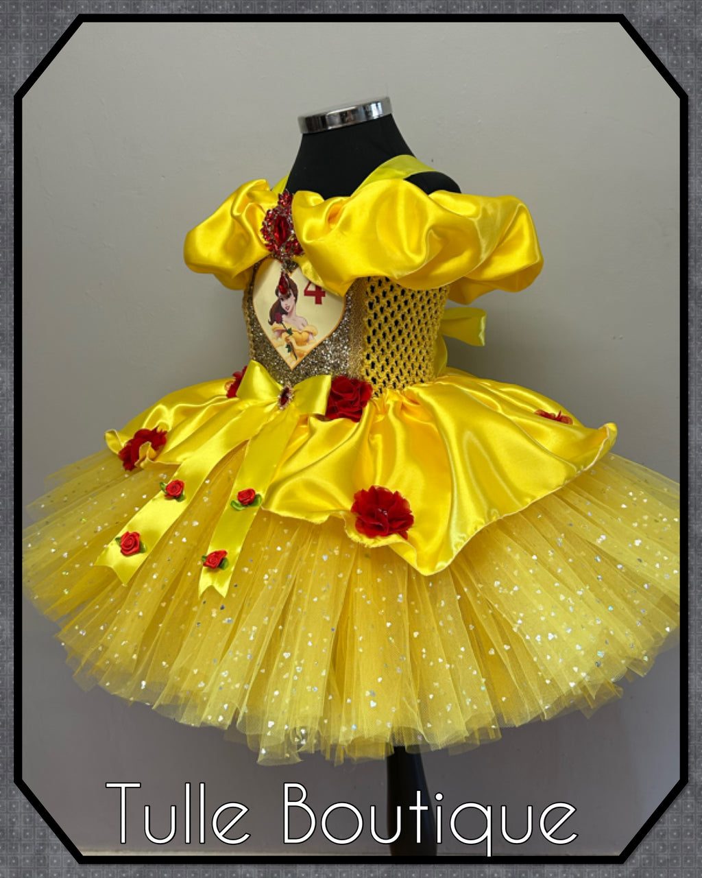 Girls toddlers Princess Belle tutu dress, beauty and the beast ballgown, fancy dress costume