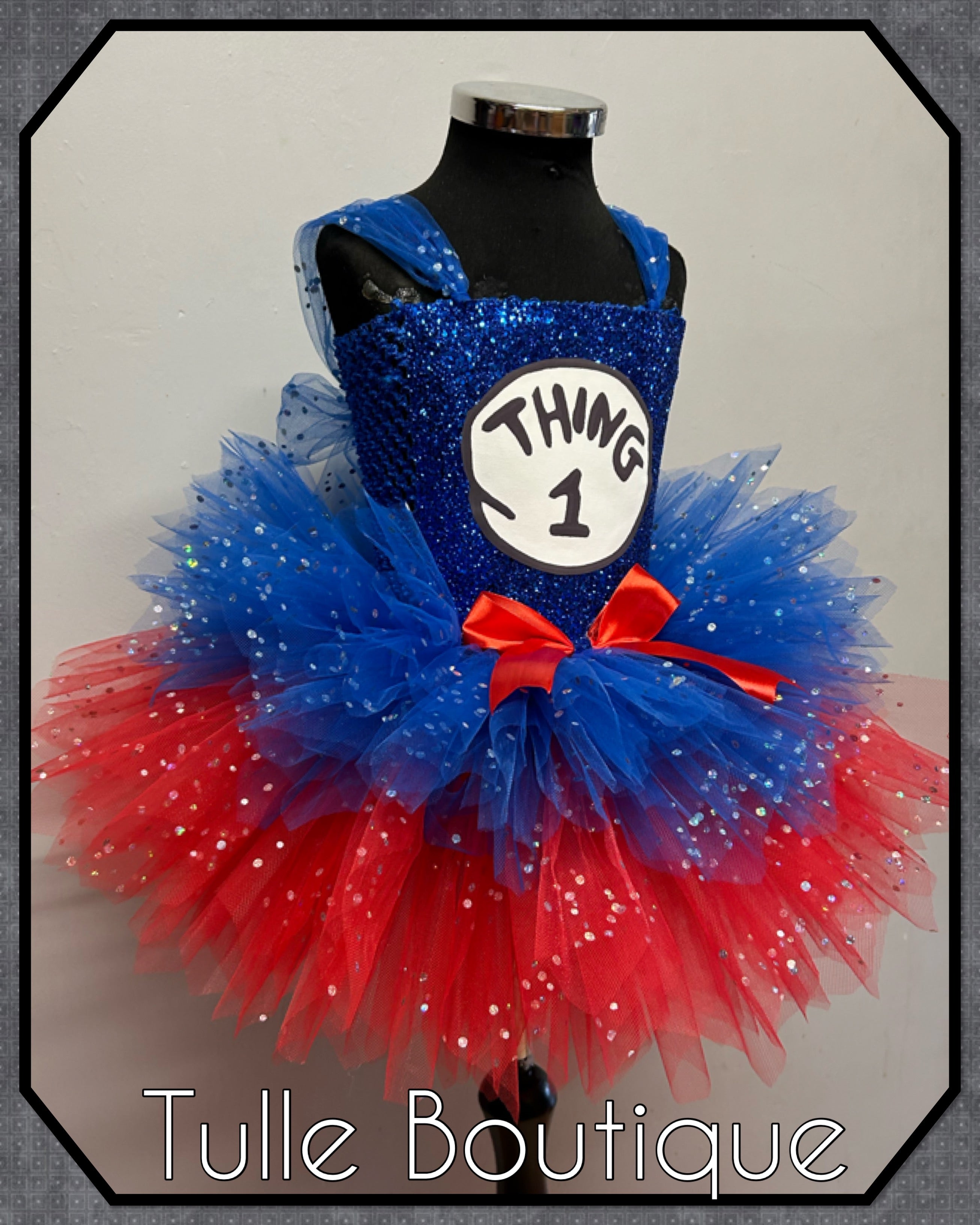 Girls toddlers Thing One tutu dress, ballgown, fancy dress costume