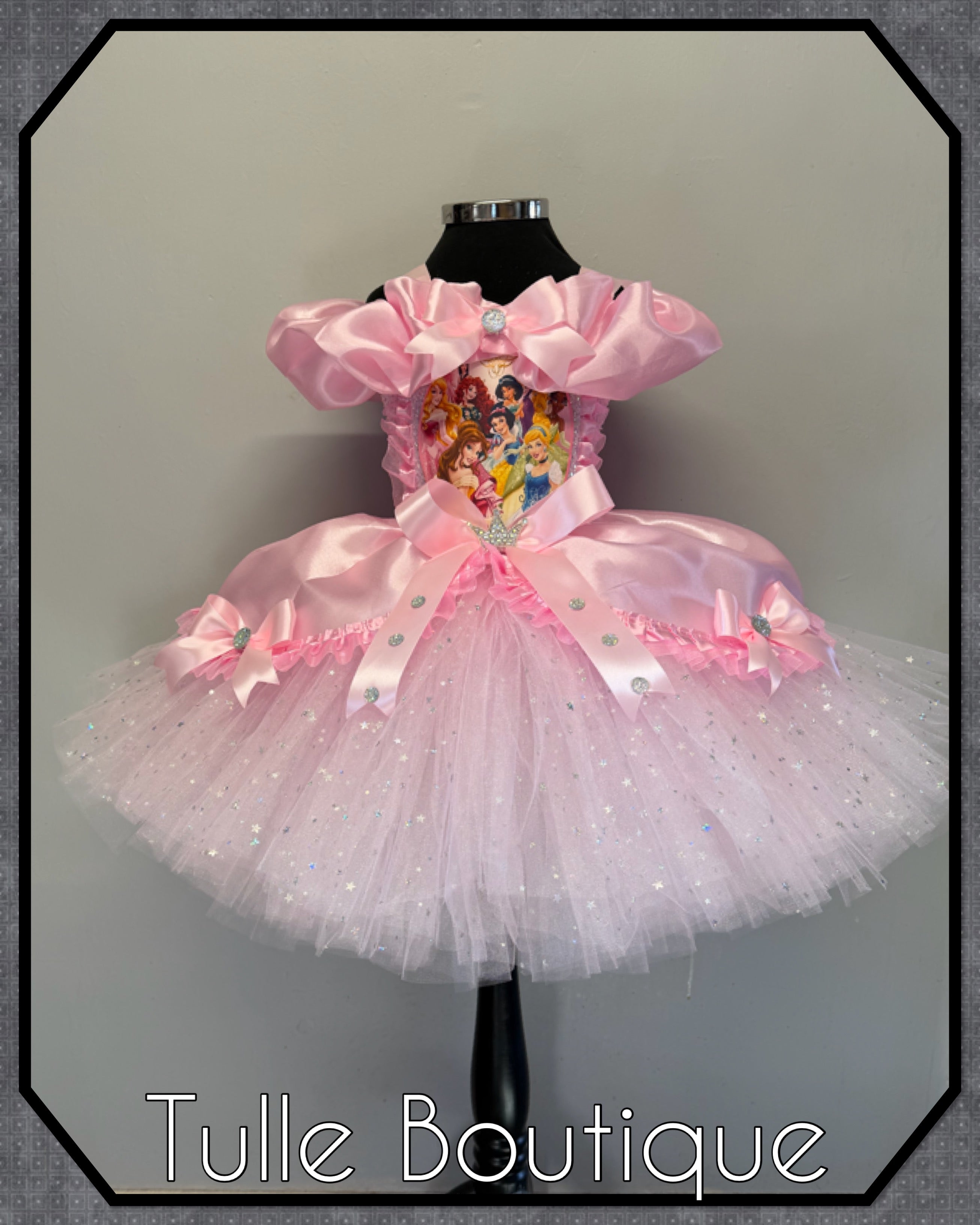 Girls toddlers pink Bow Disney Princess tutu dress, ballgown, fancy dress costume