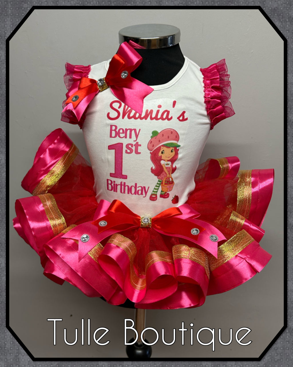 Girls toddlers Strawberry Shortcake 1st birthday tutu outfit fancy dress costume