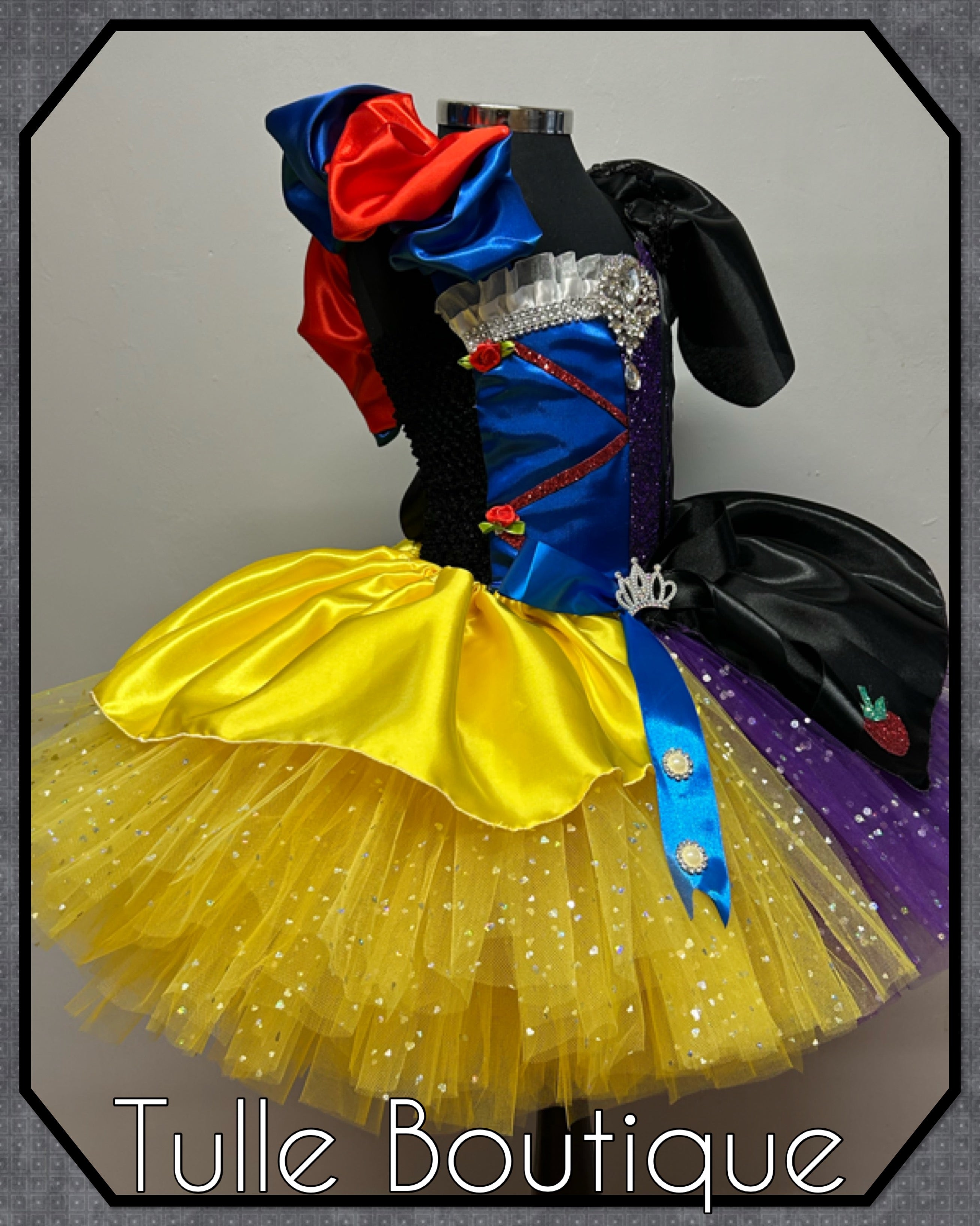 Girls toddlers Snow White with Evil Queen tutu dress, half and half ballgown, fancy dress costume