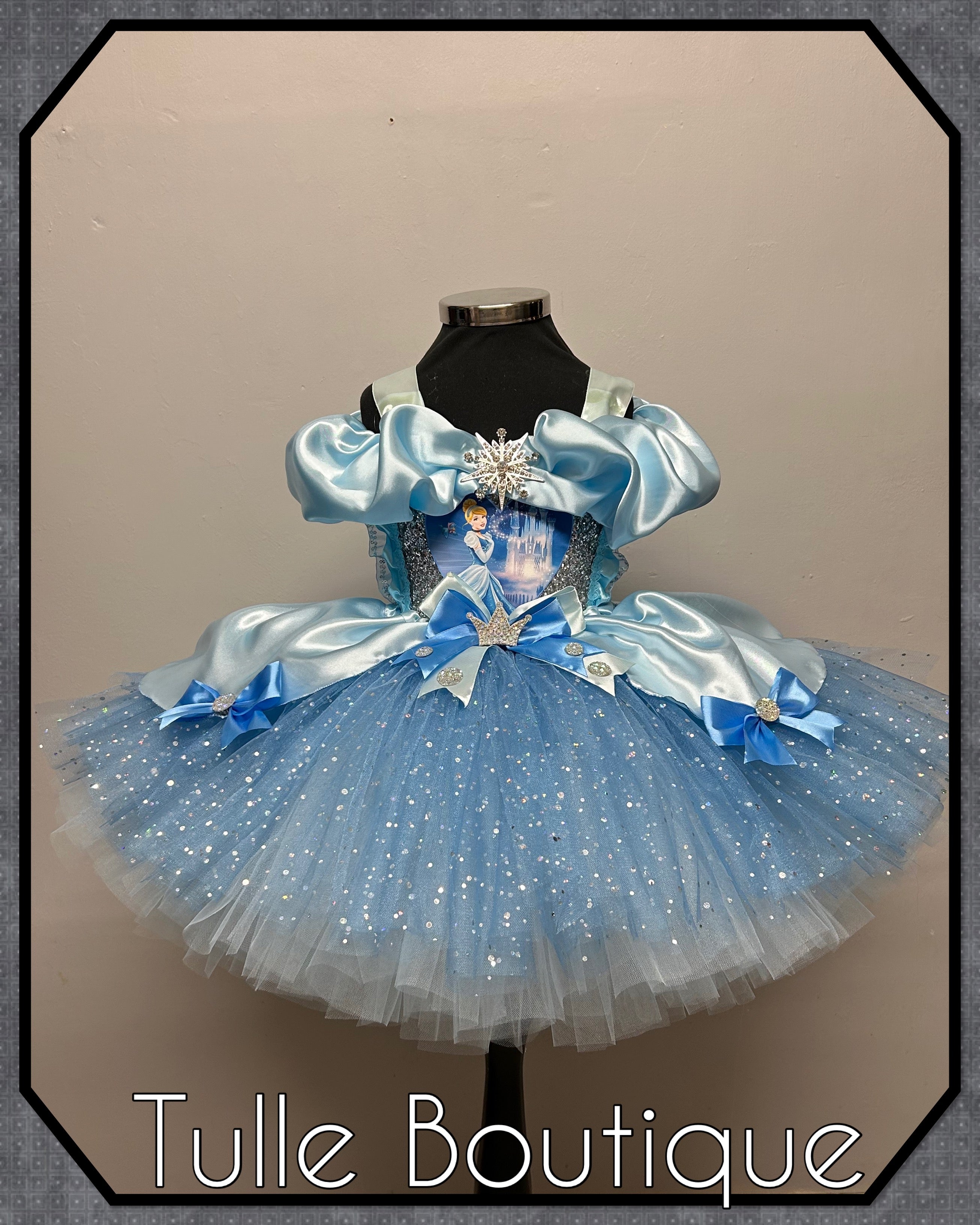 Girls toddlers Disney Princess Cinderella blue tutu dress, birthday ballgown, fancy dress costume