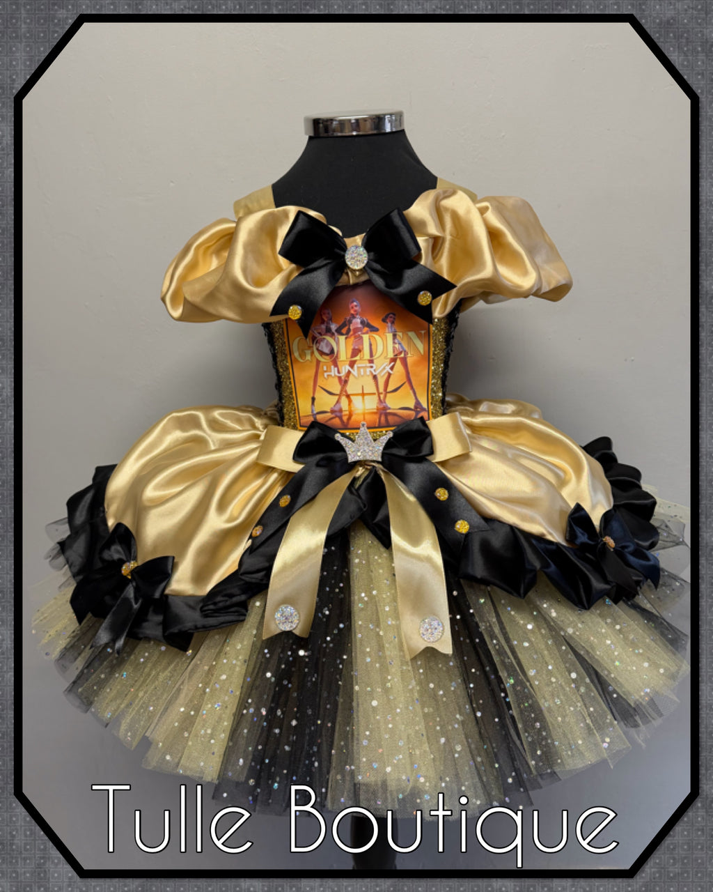 Girls toddlers Kpop Demon Hunters Golden Rumi Mira Zoe tutu dress, birthday ballgown, fancy dress costume