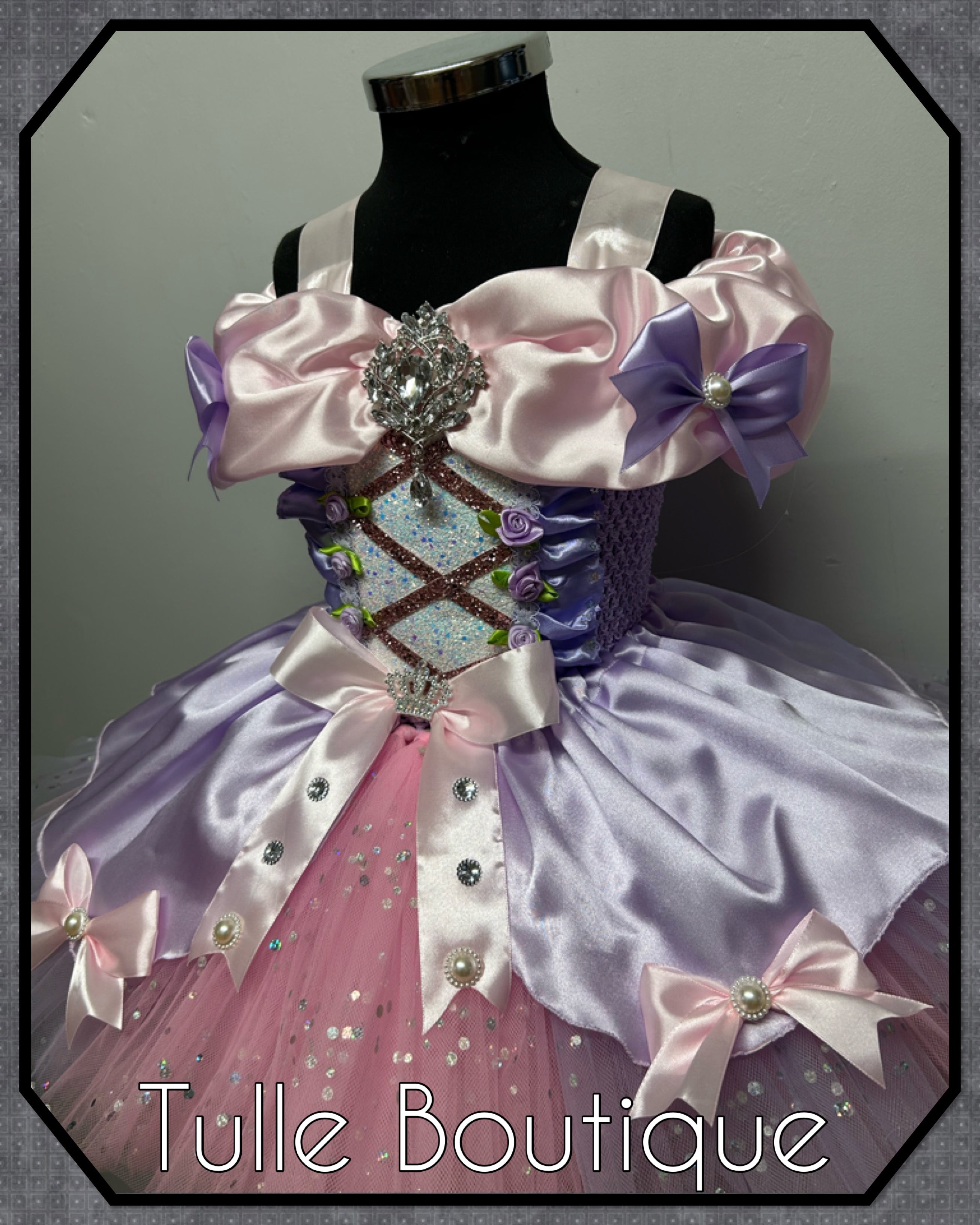 Girls toddlers Rapunzel Pink and lilac Princess tutu dress, birthday ballgown, fancy dress costume