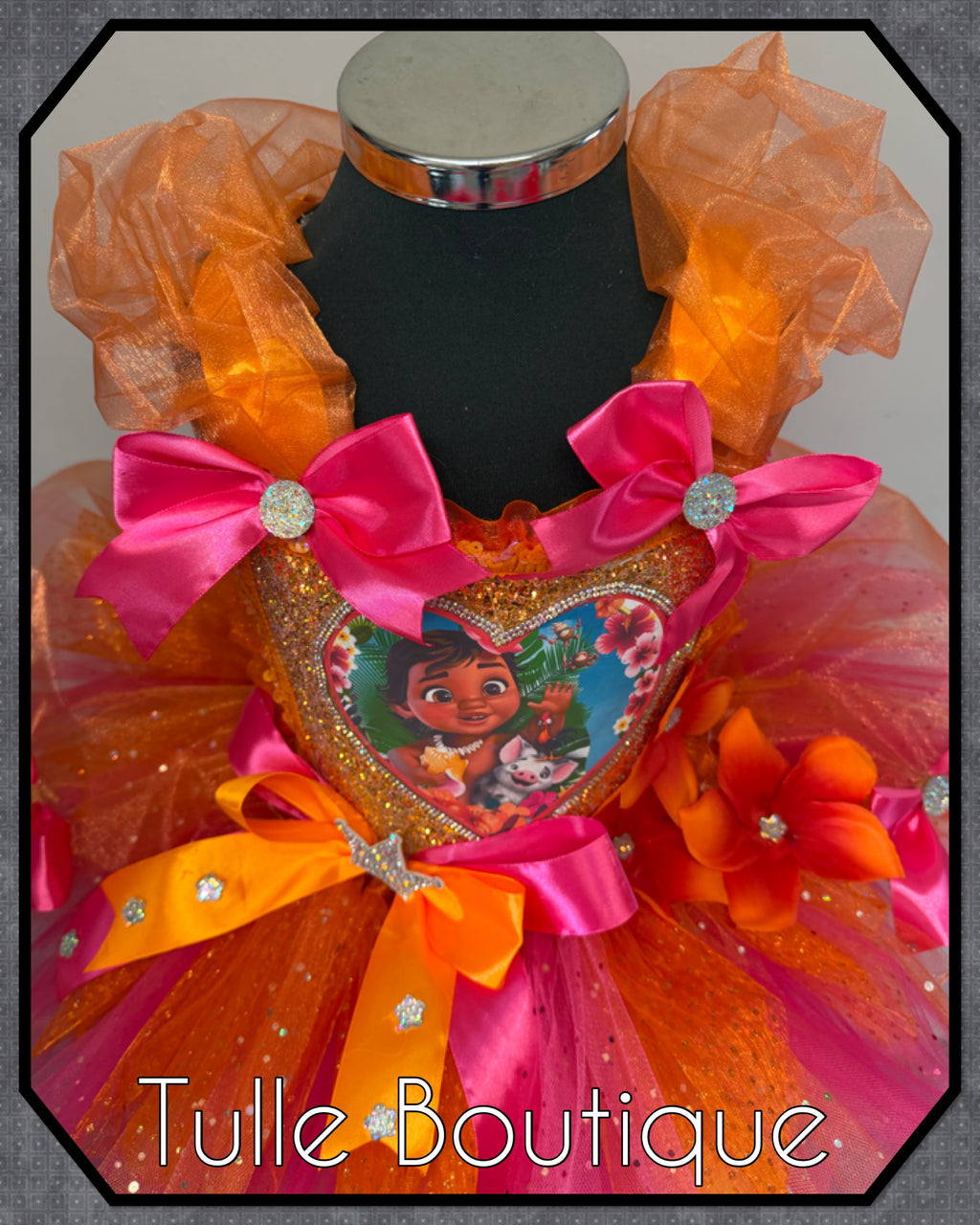 Girls toddlers young baby Moana tutu birthday party dress,ballgown, tropical fancy dress costume