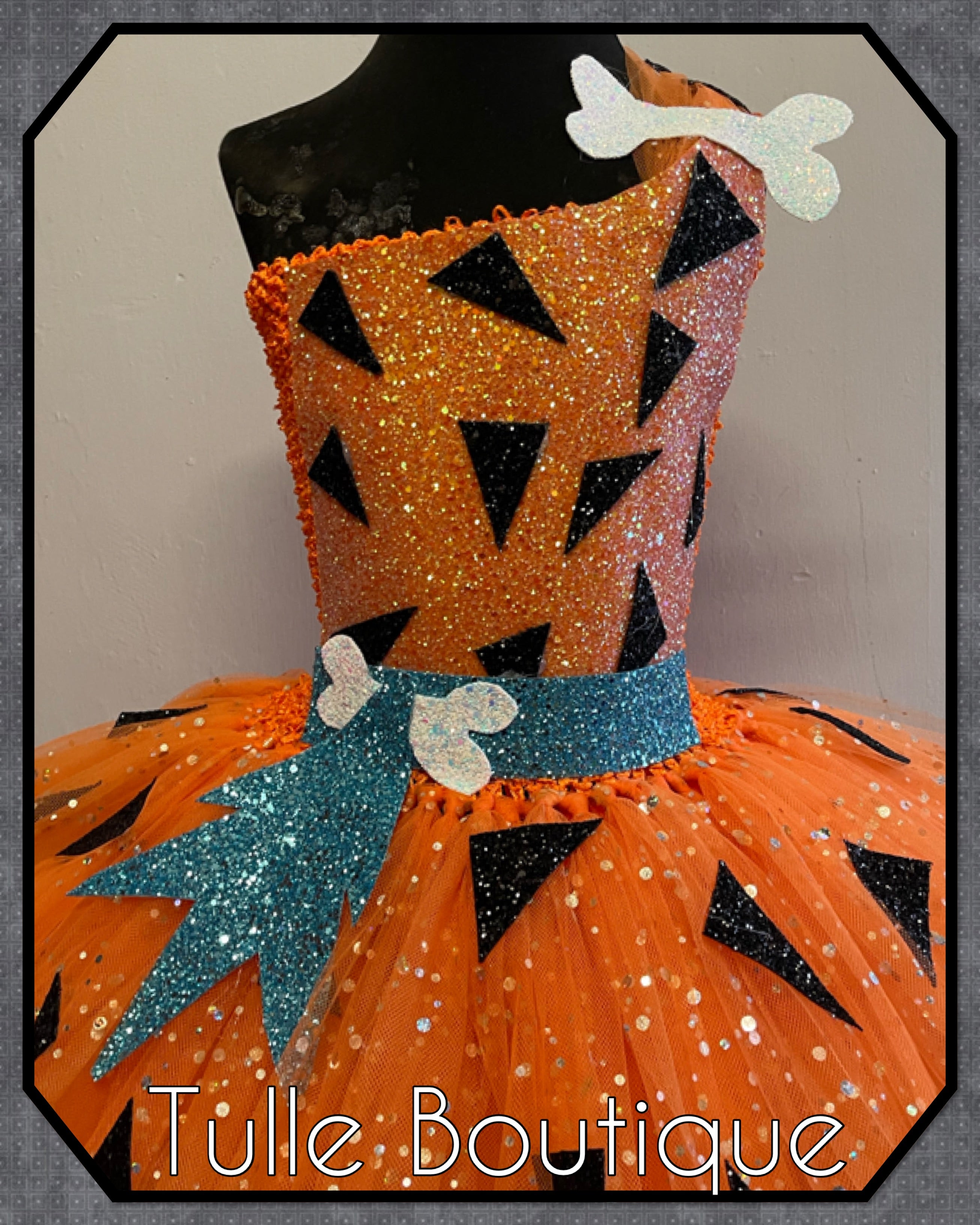 Girls toddlers Flintstones Bamm Bamm dress, ballgown, book day Pebbles fancy dress costume