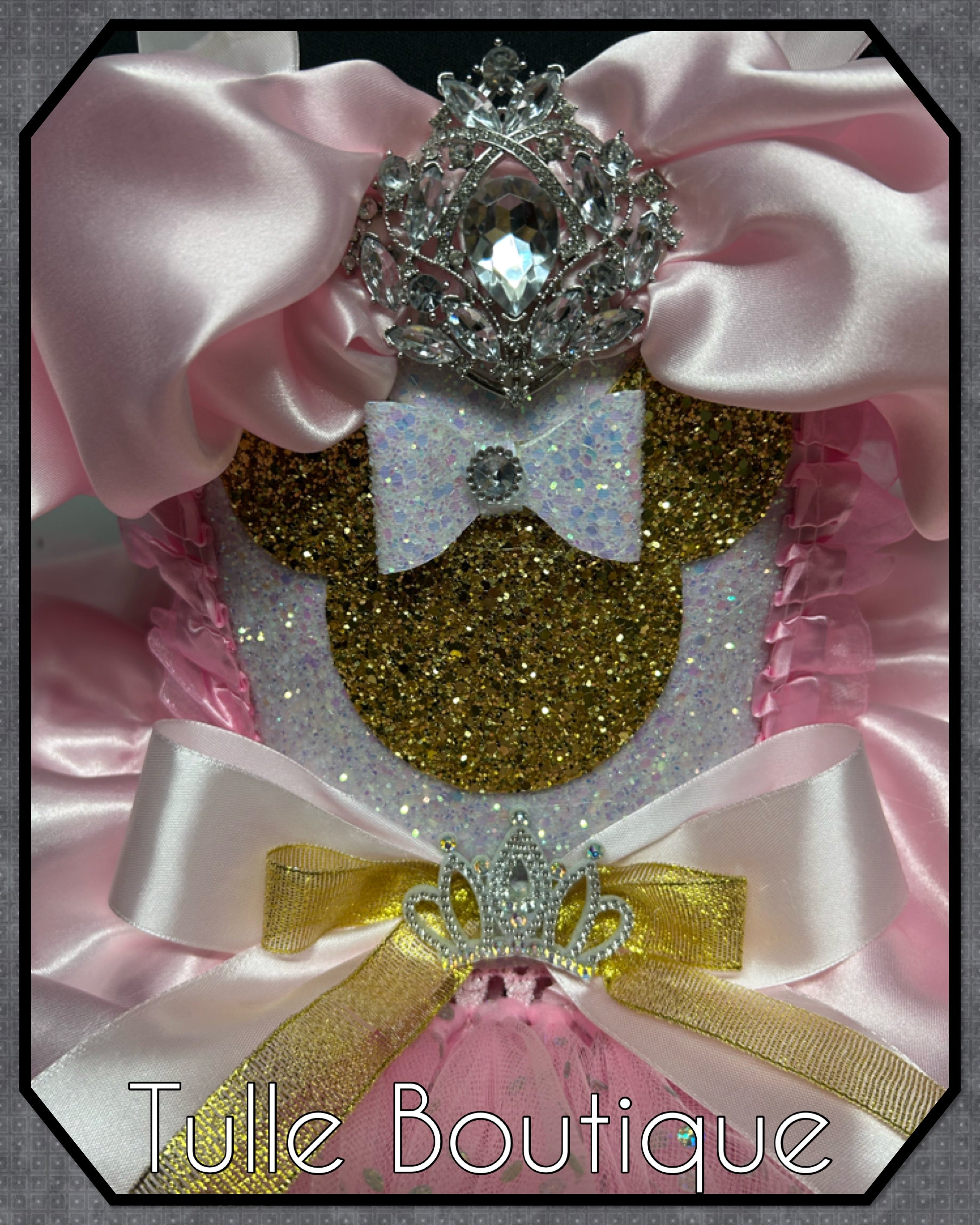 Girls toddlers Glitter Minnie Mouse Princess tutu pink and gold birthday party dress,ballgown, fancy dress costume