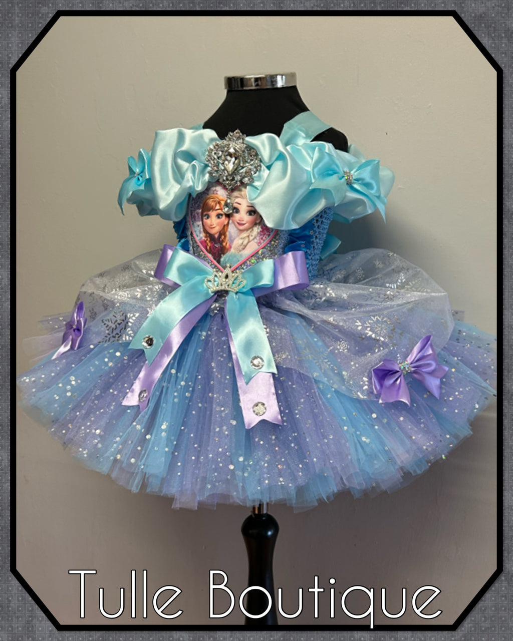 Girls toddlers Frozen Elsa and Anna tutu dress, blue and lilac ballgown, fancy dress costume