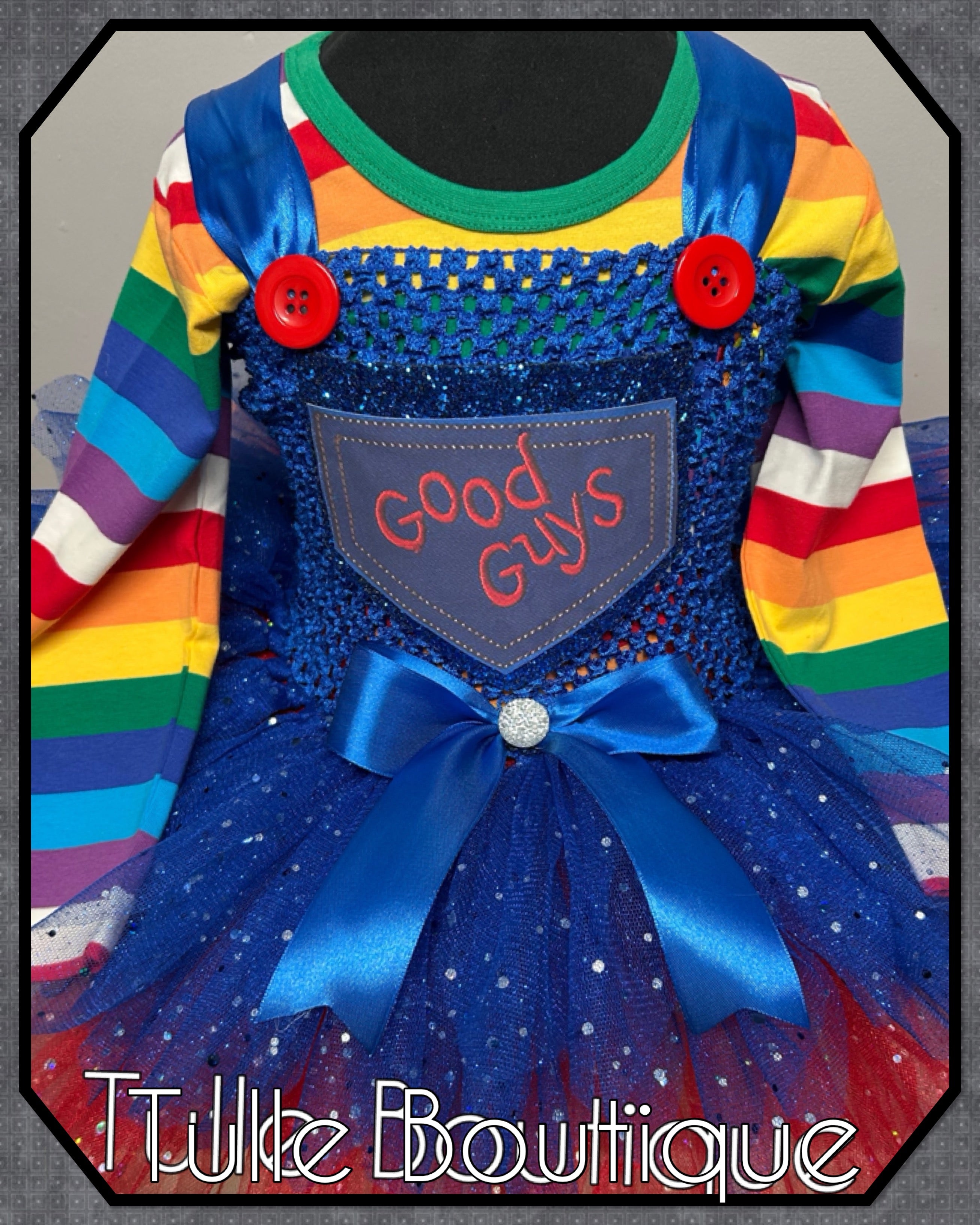 Girls toddlers Childs Play Chucky red flash tutu dress, book day fancy dress Halloween costume
