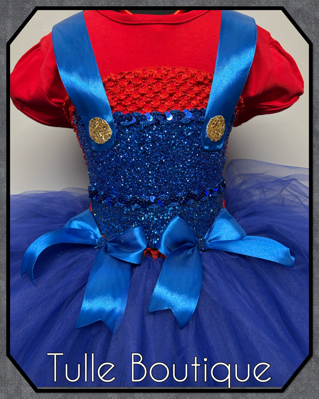 Girls toddlers Super Mario tutu dress, book day fancy dress costume