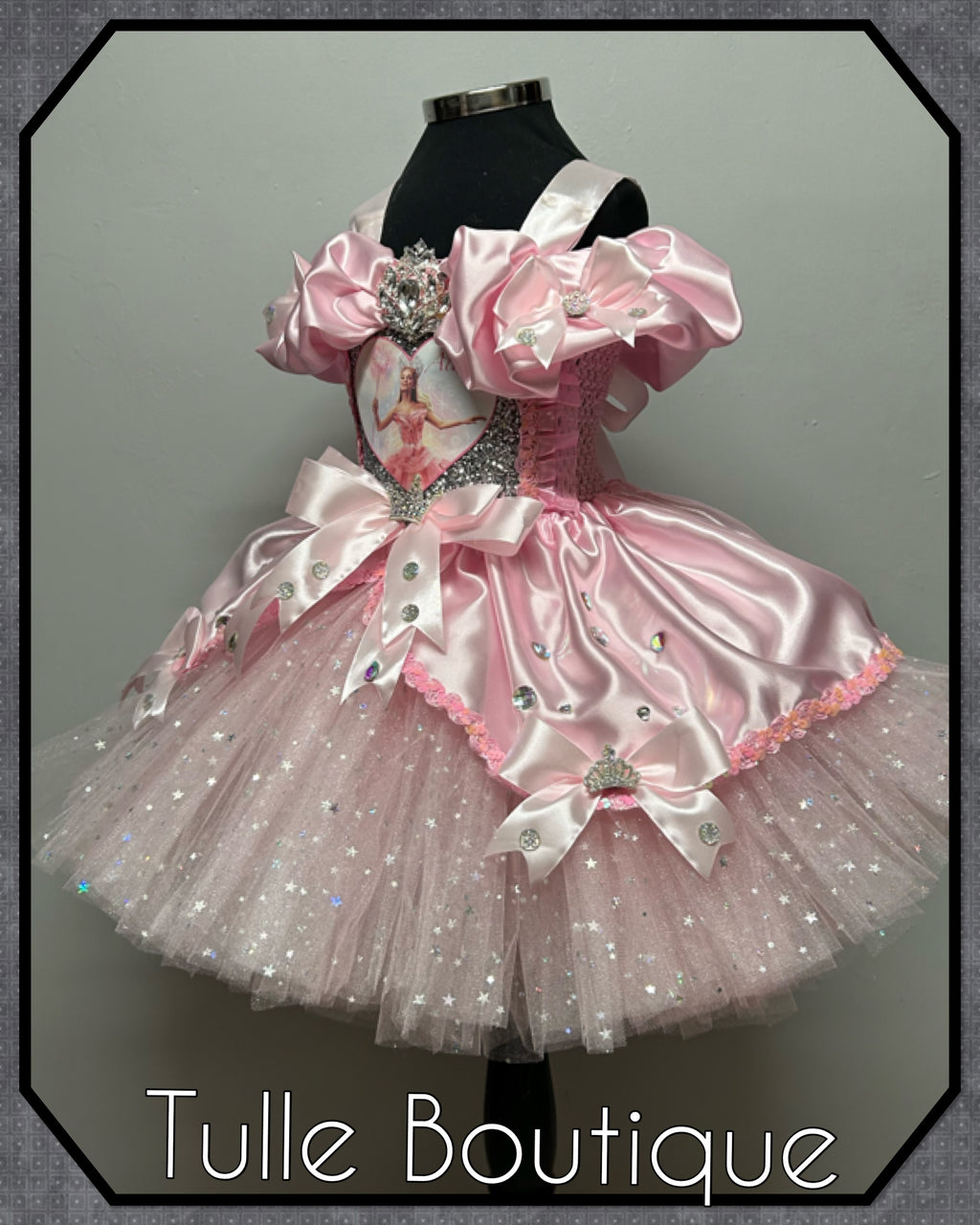 Girls toddlers Wicked Glinda pink tutu dress, birthday ballgown, fancy dress costume