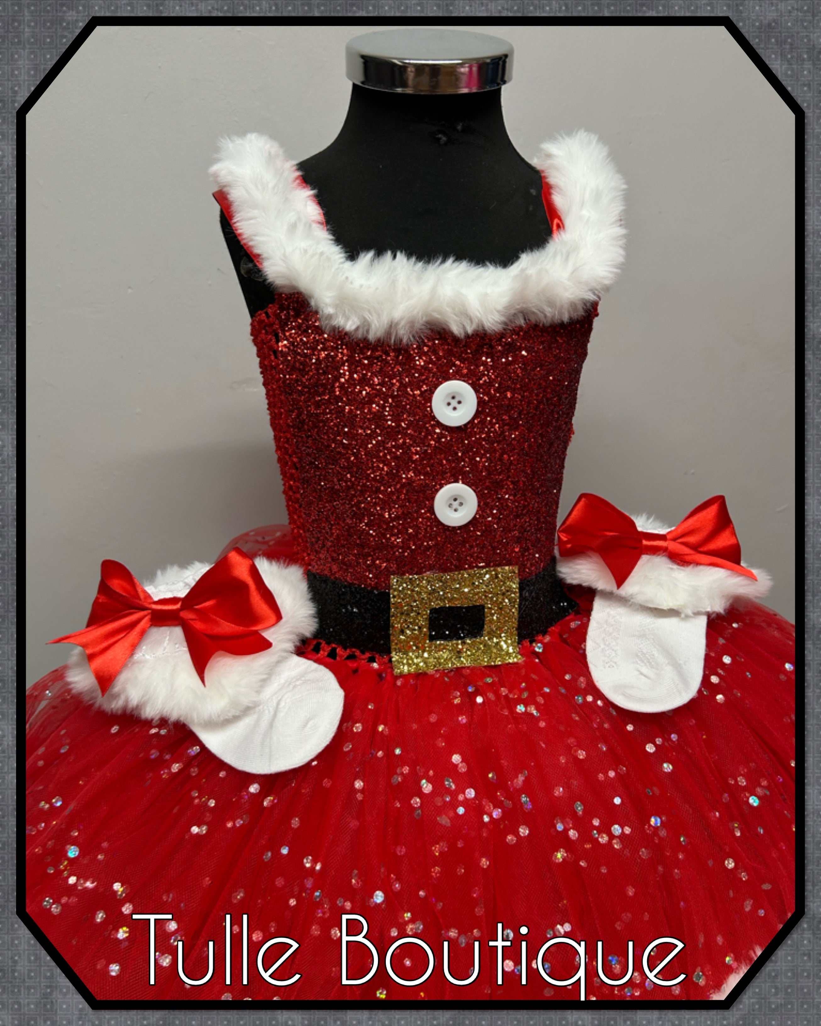 Girls toddlers Christmas Santa faux fur trimmedtutu dress, ballgown, fancy dress costume