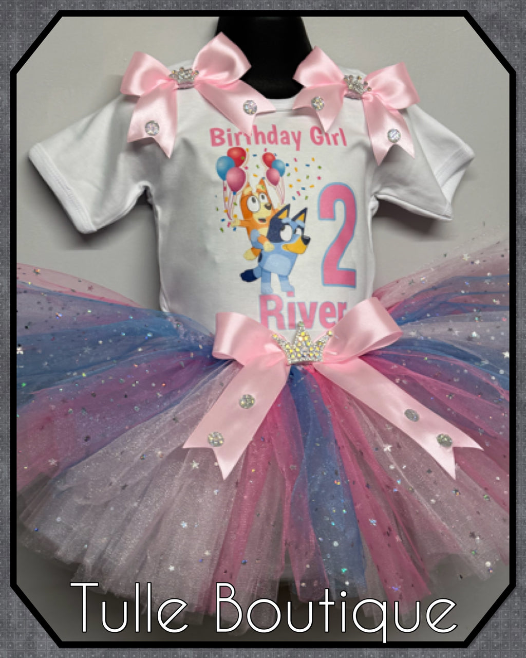 Girls toddlers Bluey birthday tutu outfit fancy dress costume