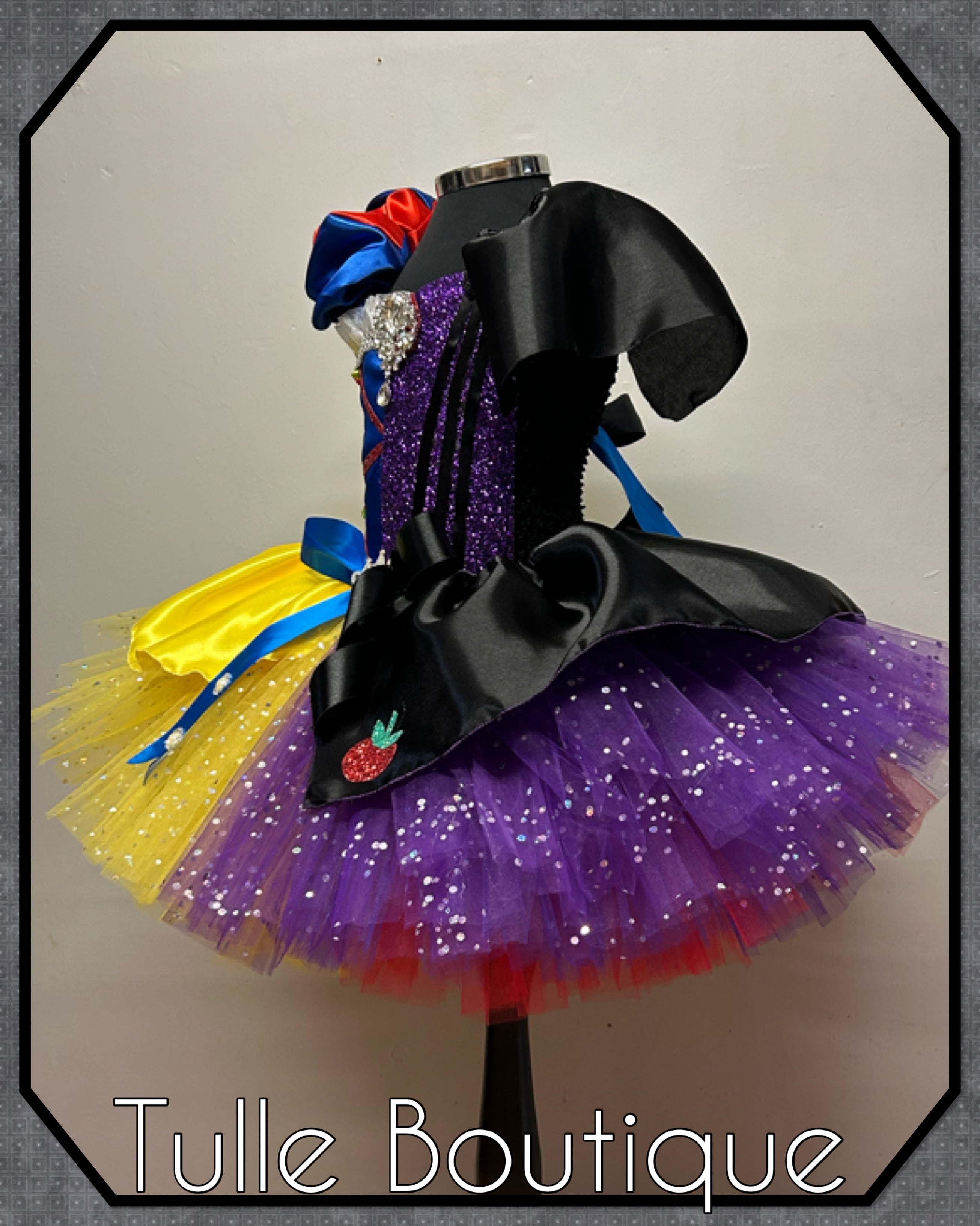 Girls toddlers Snow White with Evil Queen tutu dress, half and half ballgown, fancy dress costume