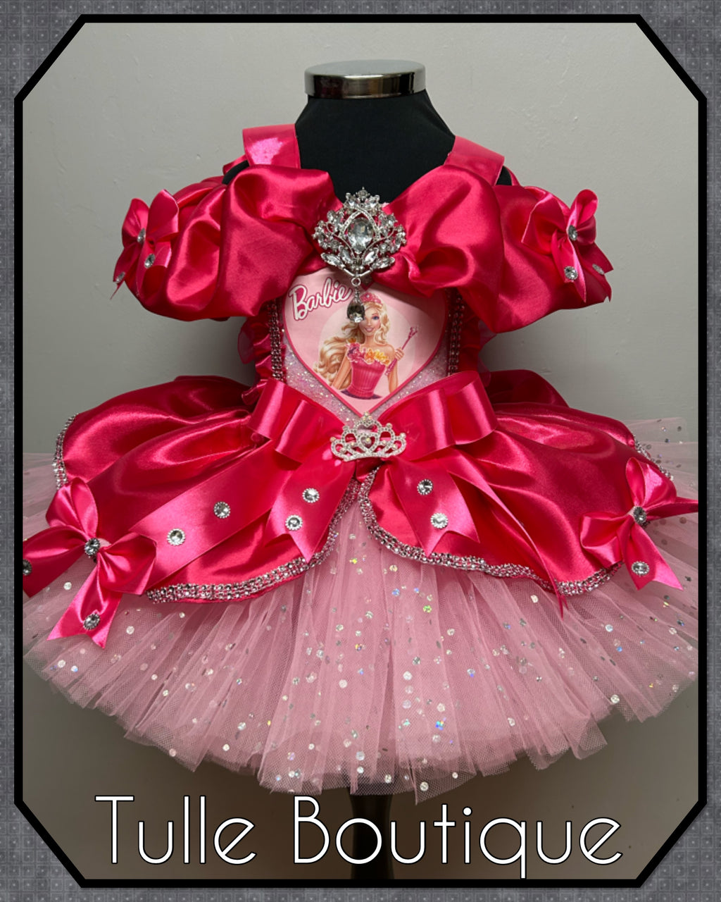 Girls toddlers Barbie Hotpink Princess tutu dress, birthday ballgown, fancy dress costume