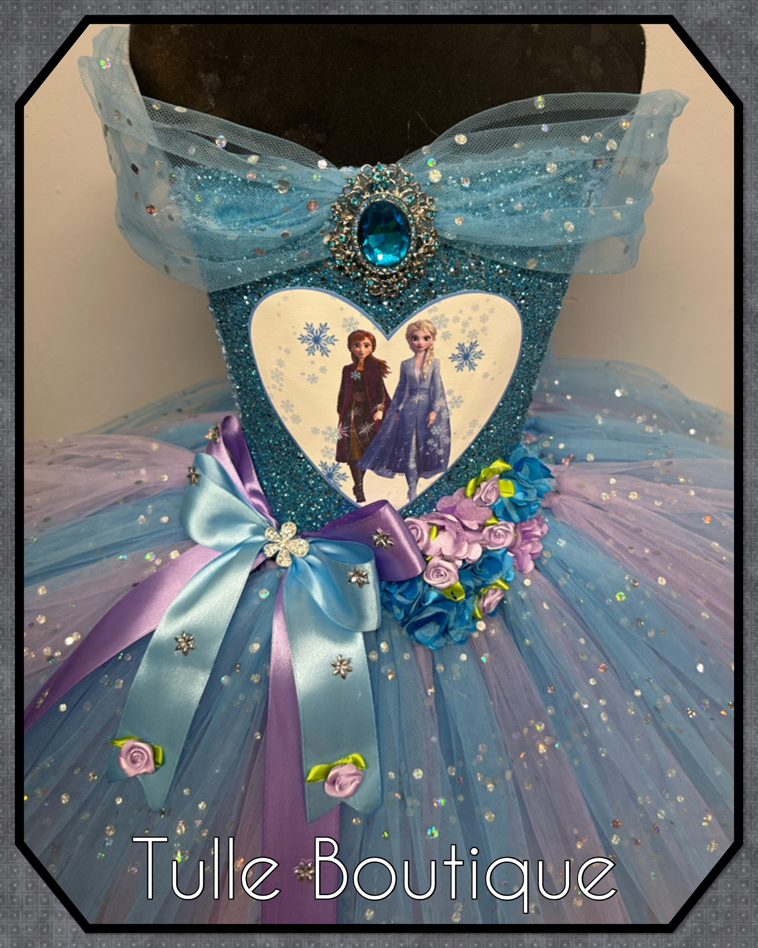 Girls toddlers Princess Elsa frozen tutu birthday party dress,lilac and blue ballgown, fancy dress costume