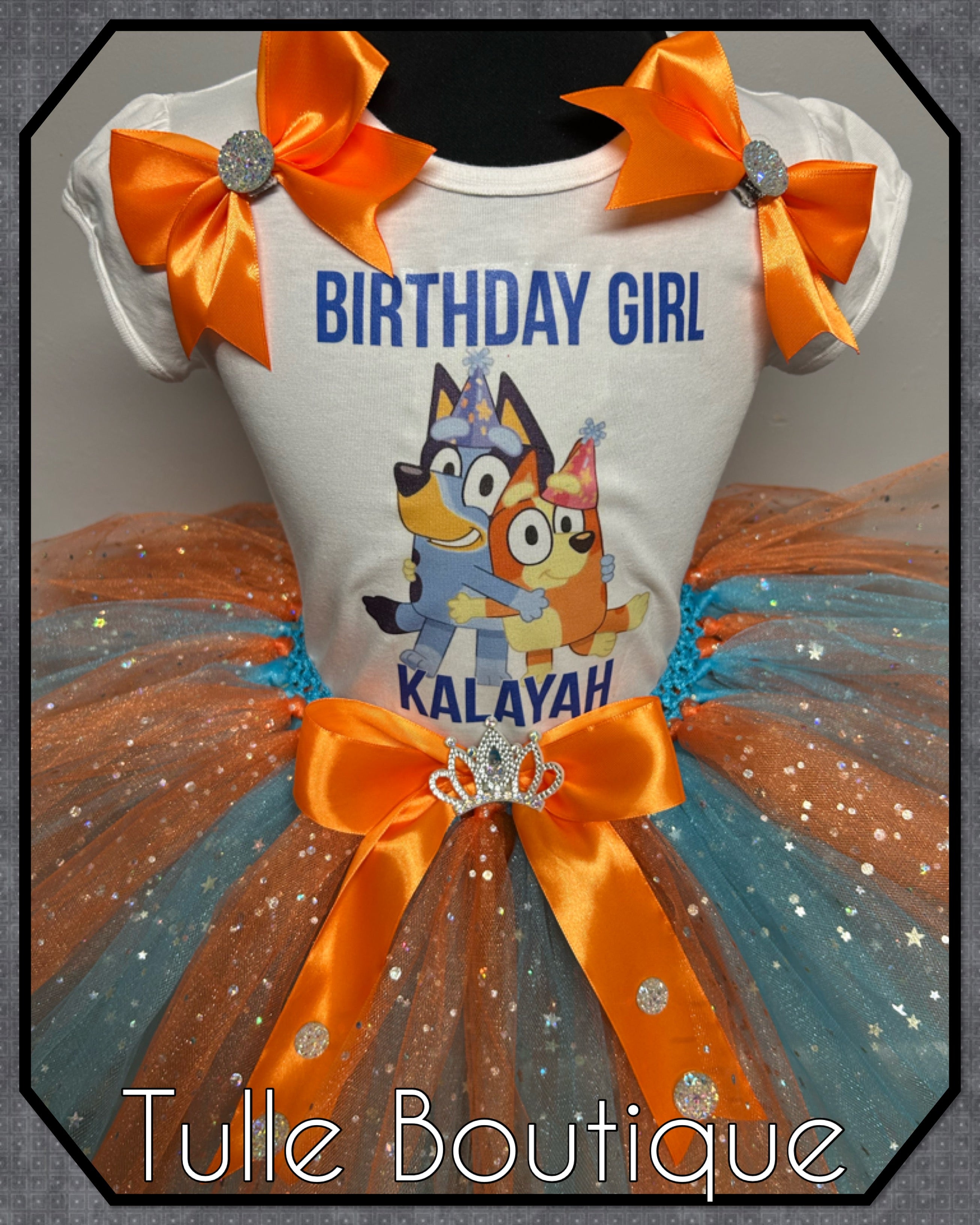 Girls toddlers Bluey birthday tutu outfit fancy dress costume