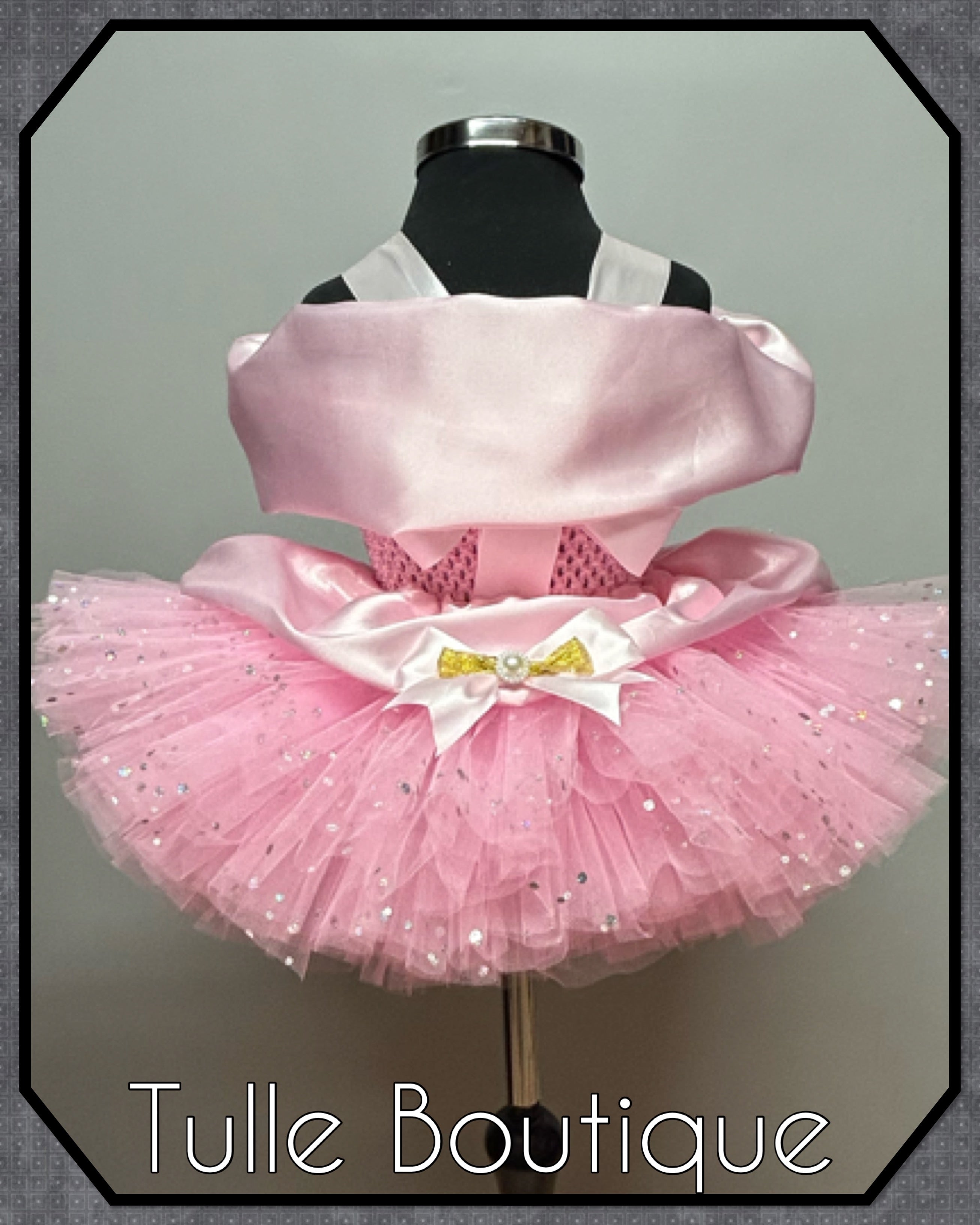 Girls toddlers Glitter Minnie Mouse Princess tutu pink and gold birthday party dress,ballgown, fancy dress costume