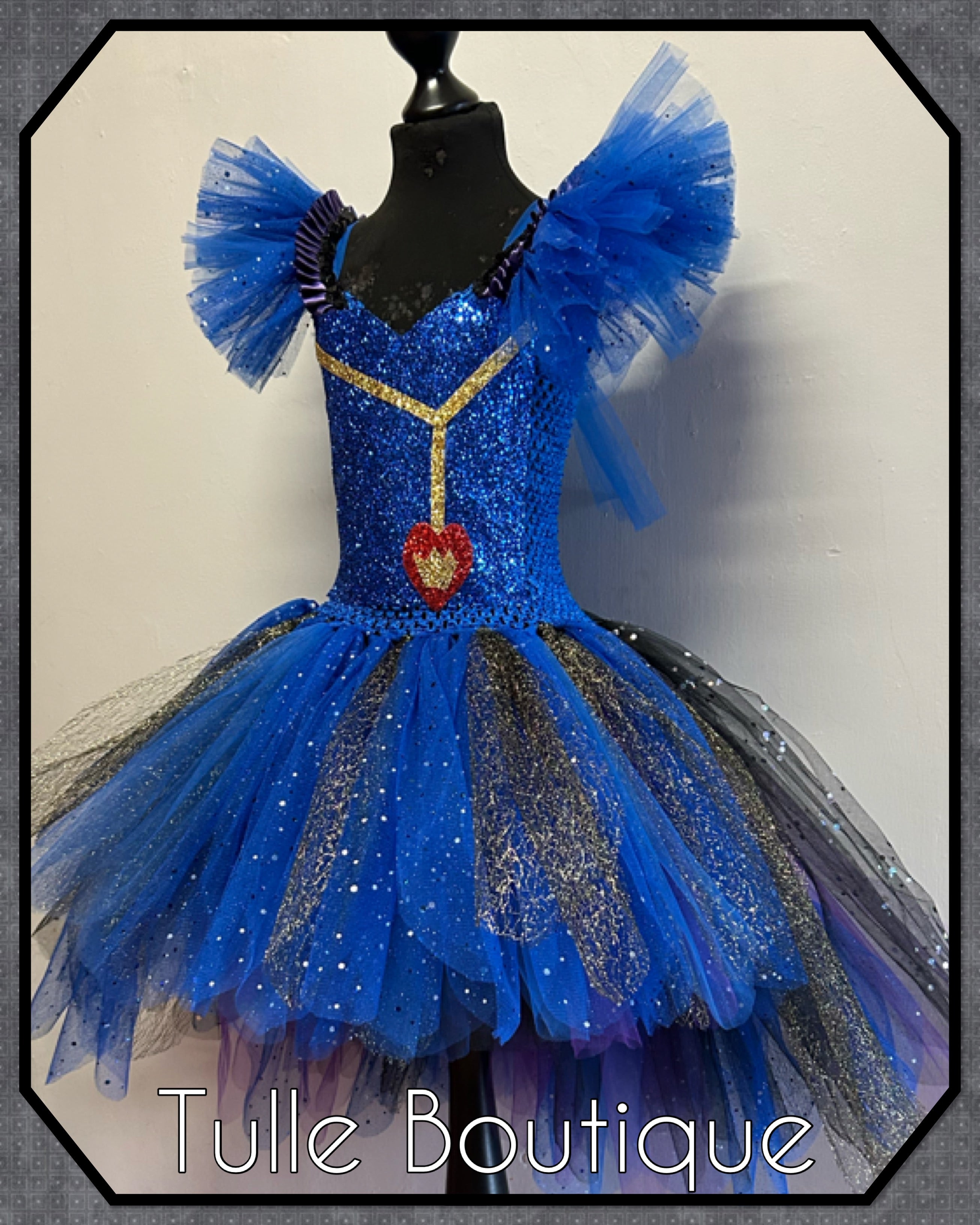 Girls toddlers Descendants Evie tutu birthday party dress,ballgown, fancy dress costume dipped hem