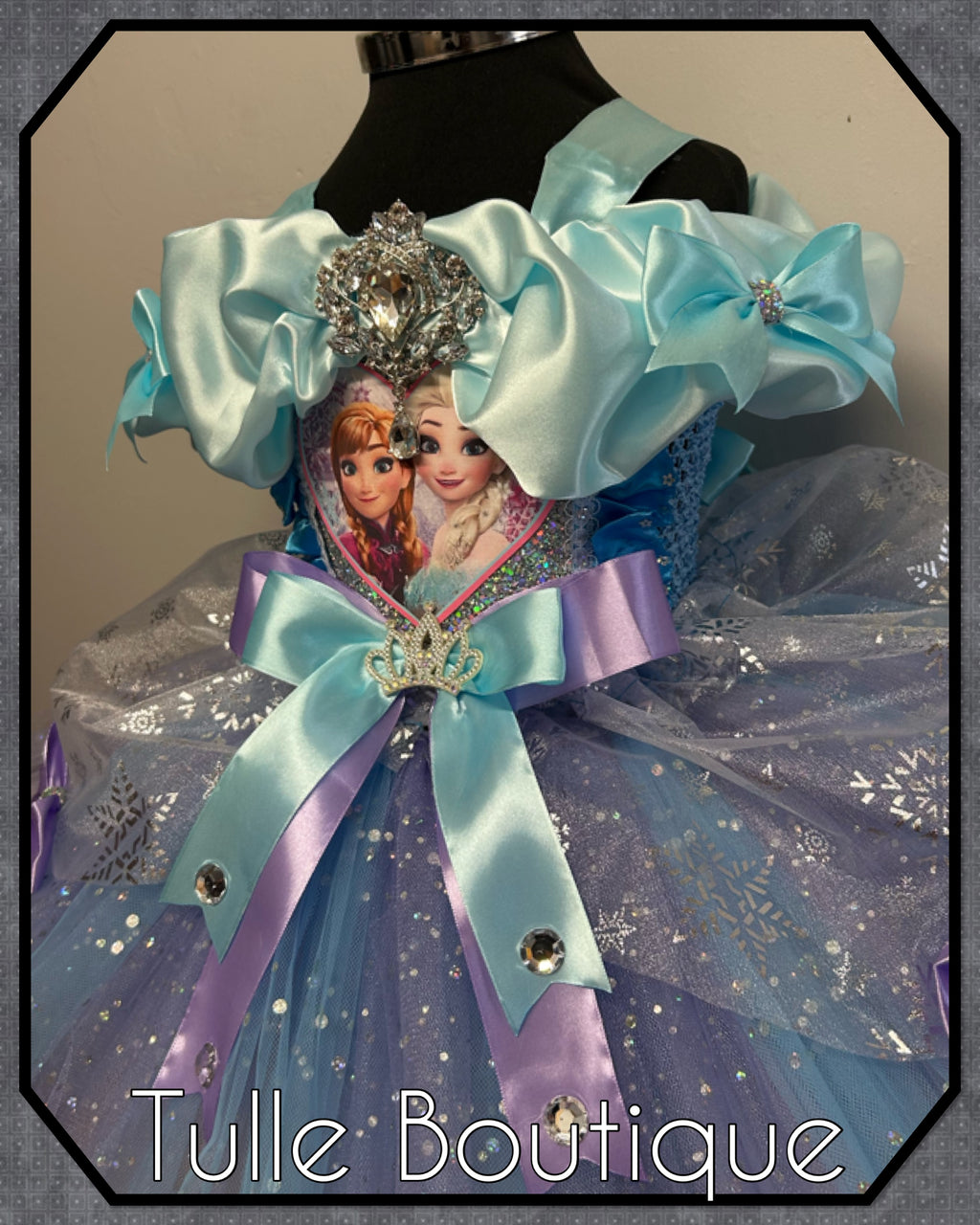 Girls toddlers Frozen Elsa and Anna tutu dress, blue and lilac ballgown, fancy dress costume