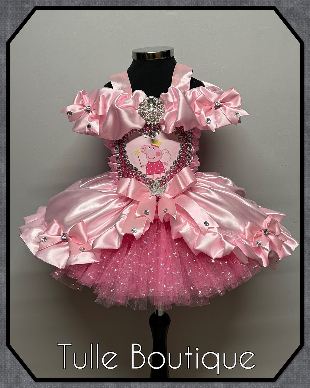 Girls toddlers sparkly Princess peppa pig pink tutu dress, birthday ballgown, fancy dress costume