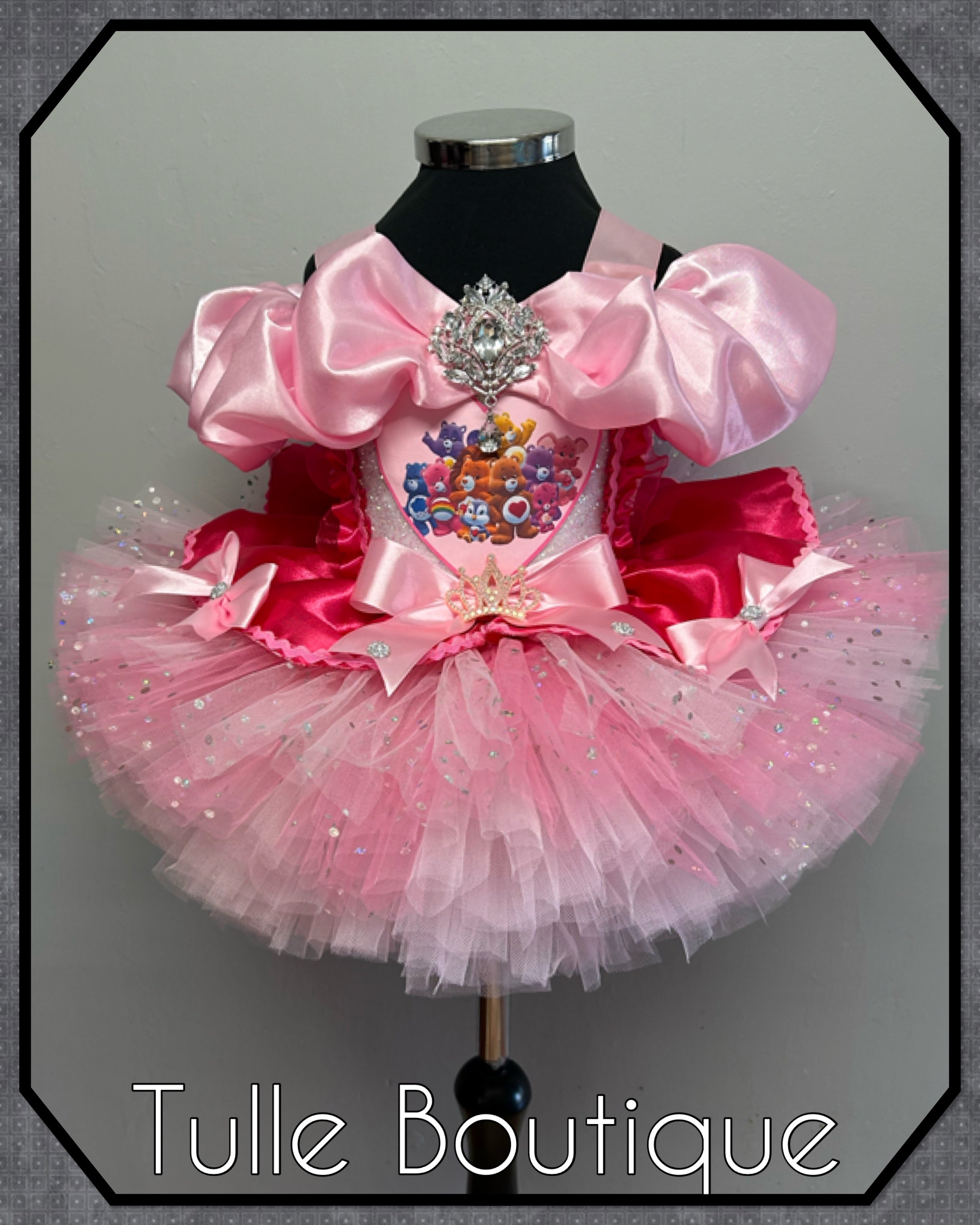 Girls toddlers Care Bears Princess pink tutu dress, sleeping beauty ballgown, fancy dress costume